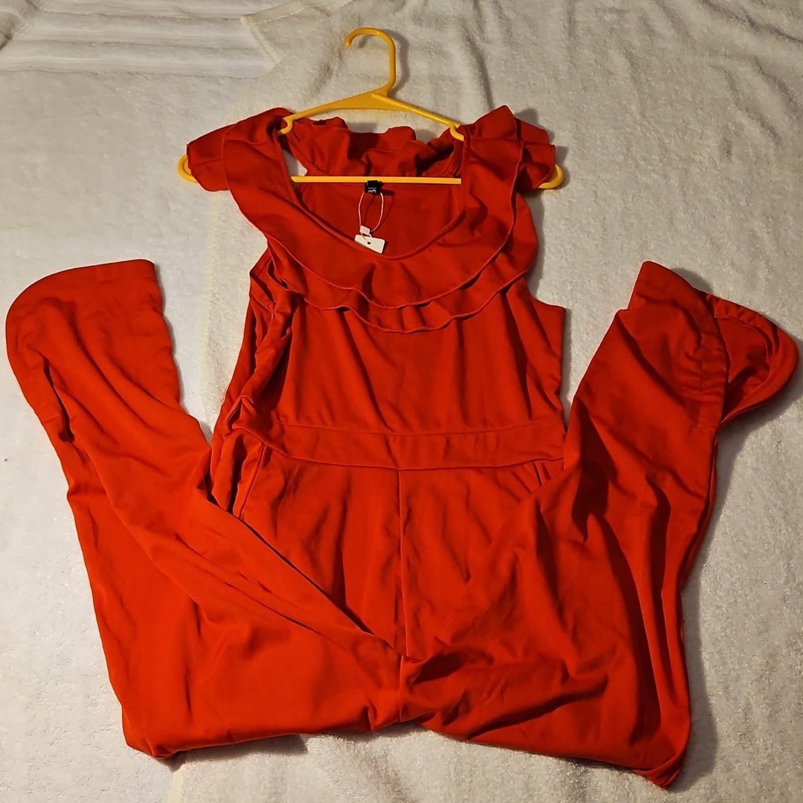 CBR One-Piece Jumpsuit Solid Ruffle Sleeveless Orange Women’s Size L