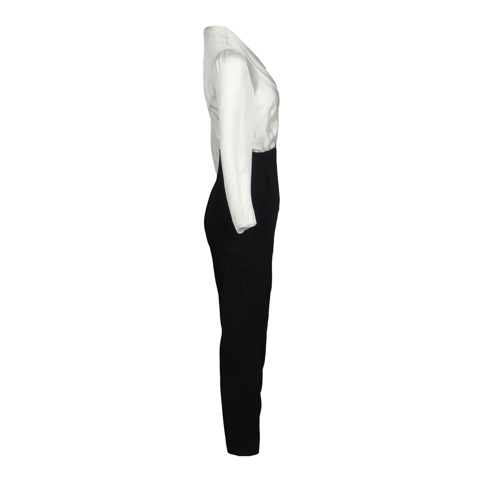 Sandro women’s jumpsuit black white V-neck viscose size 34 XS SFPCO00040