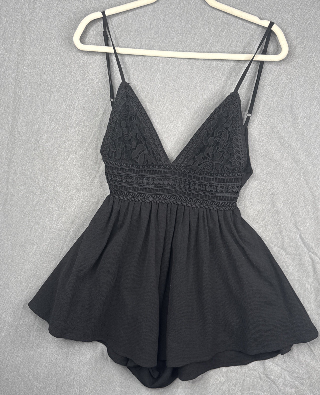Cute Black Lace Spaghetti Straps Shorts Romper Small Open Back Sexy Sexy Grunge