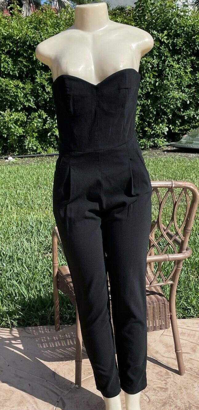 Michael Kors BLACK STRAPLESS STRETCH CASUAL JUMPSUIT Sz 6 MADE IN ITALY