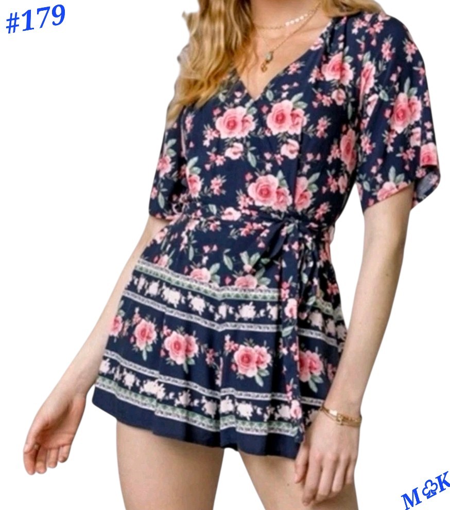 TRIXXI Women’s Tie U-back Surplice Neckline Wide Leg Romper Junior’s Size XXL