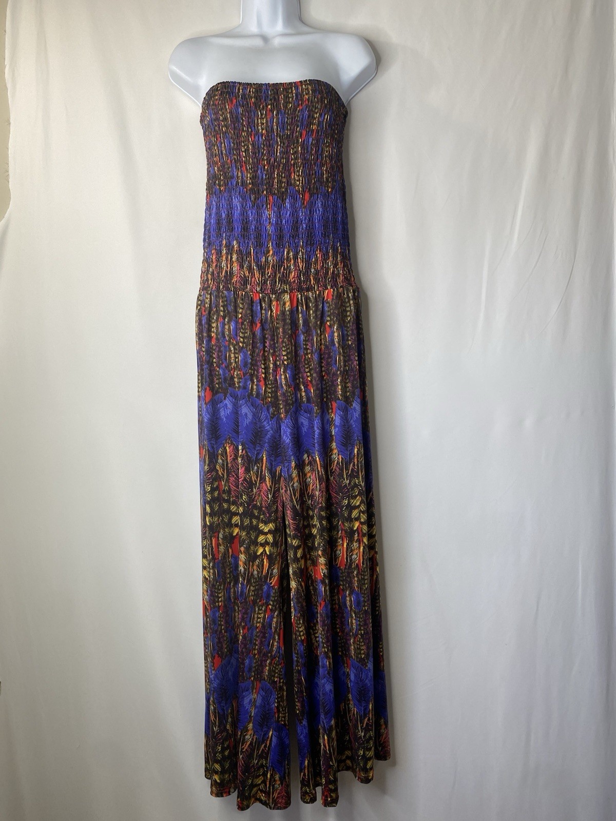 Vintage Derek Heart Women’s Jumpsuit Strapless Hawaiian Tropical Size Large VACA