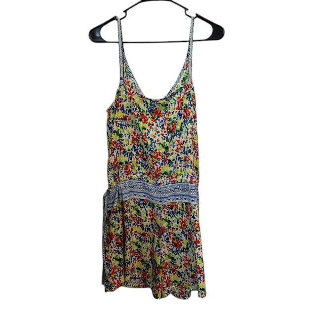 CAbi 5261 Floral Print Romper Sleeveless Drawstring Waist Casual Summer Size Med