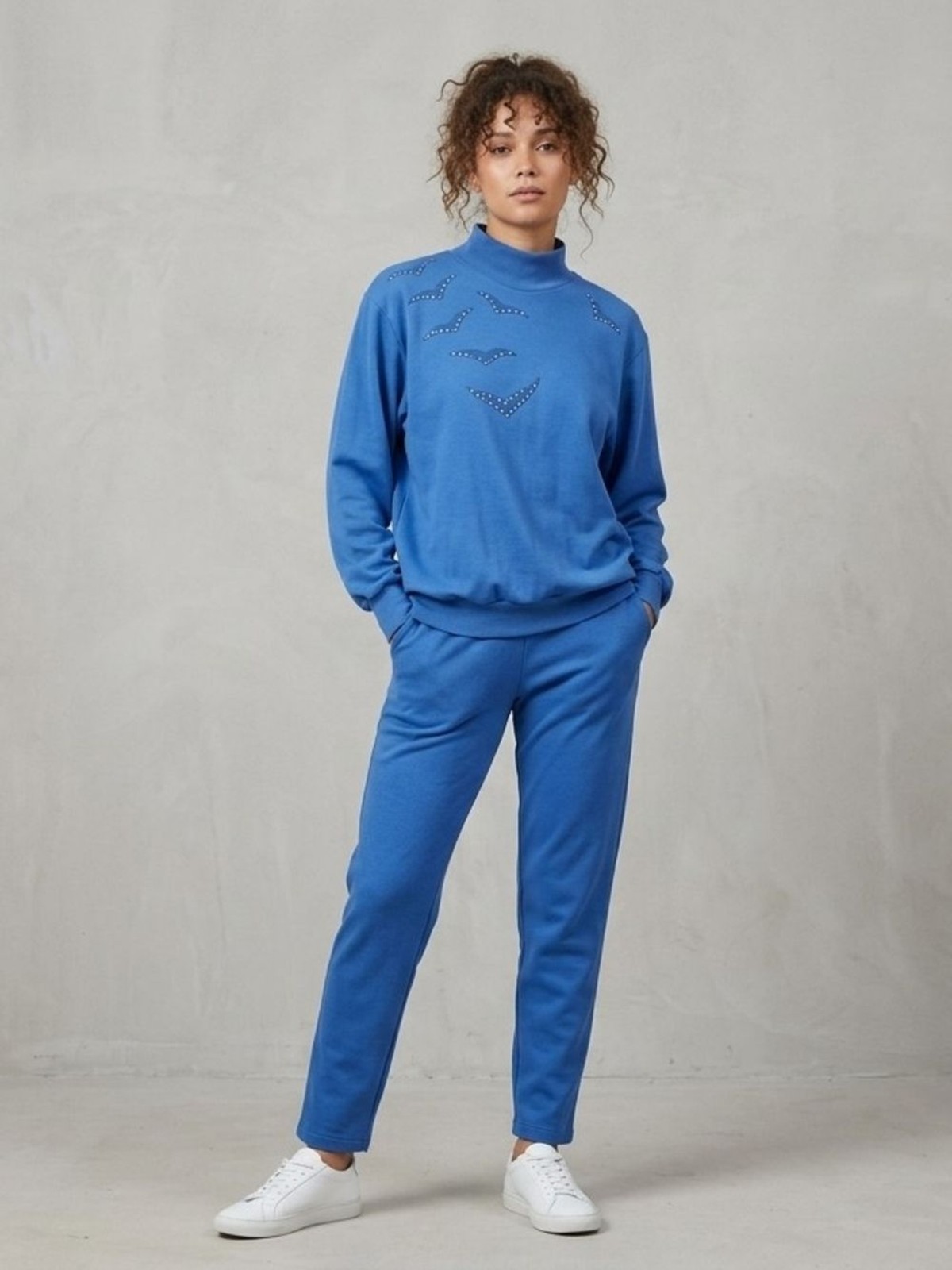 ​VTG 80s Pandamonium Cornflower Blue Embellished Sweatshirt & Pants Loungewear M