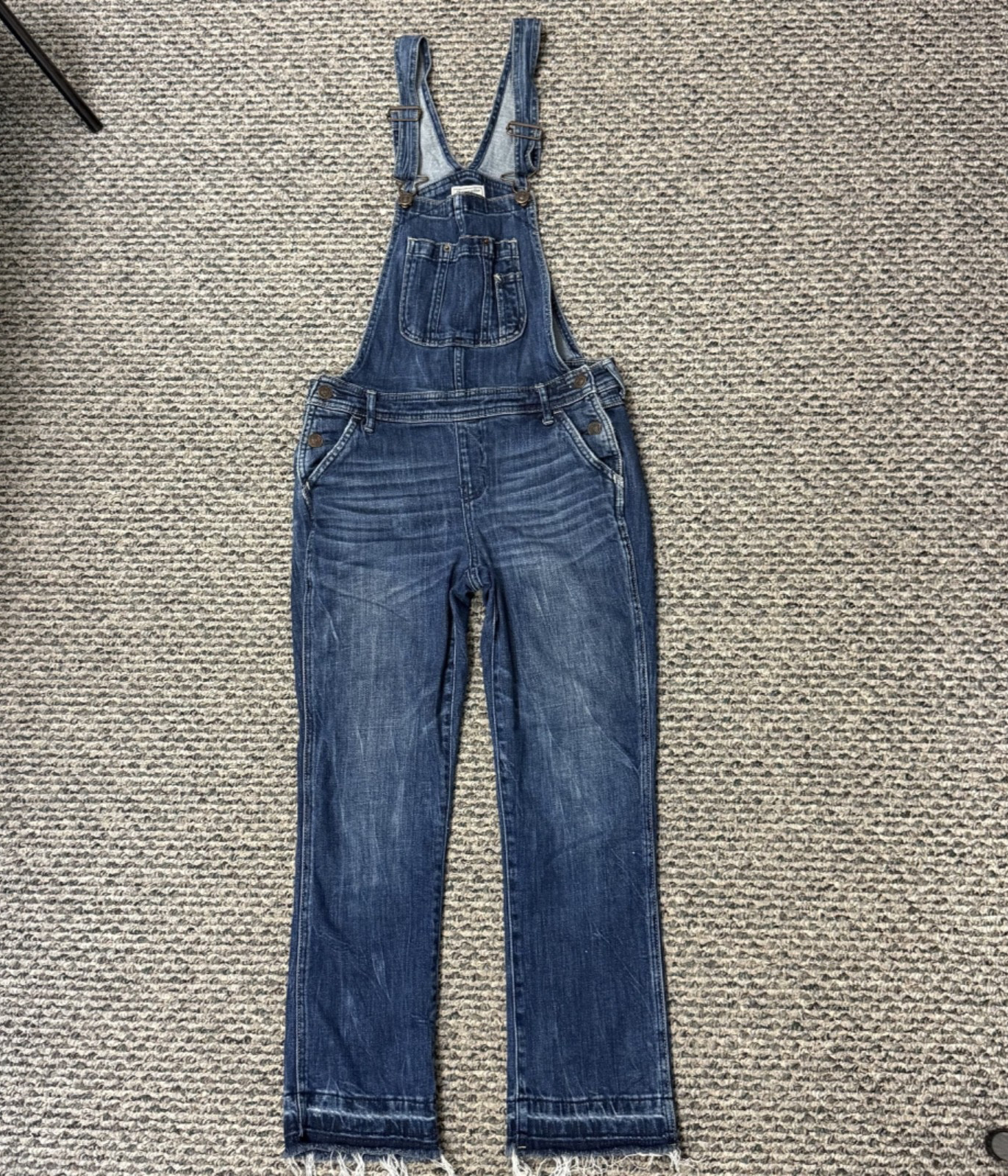 Abercrombie & Fitch Overalls Womens 24 Blue Denim Medium Wash Buckle Straight