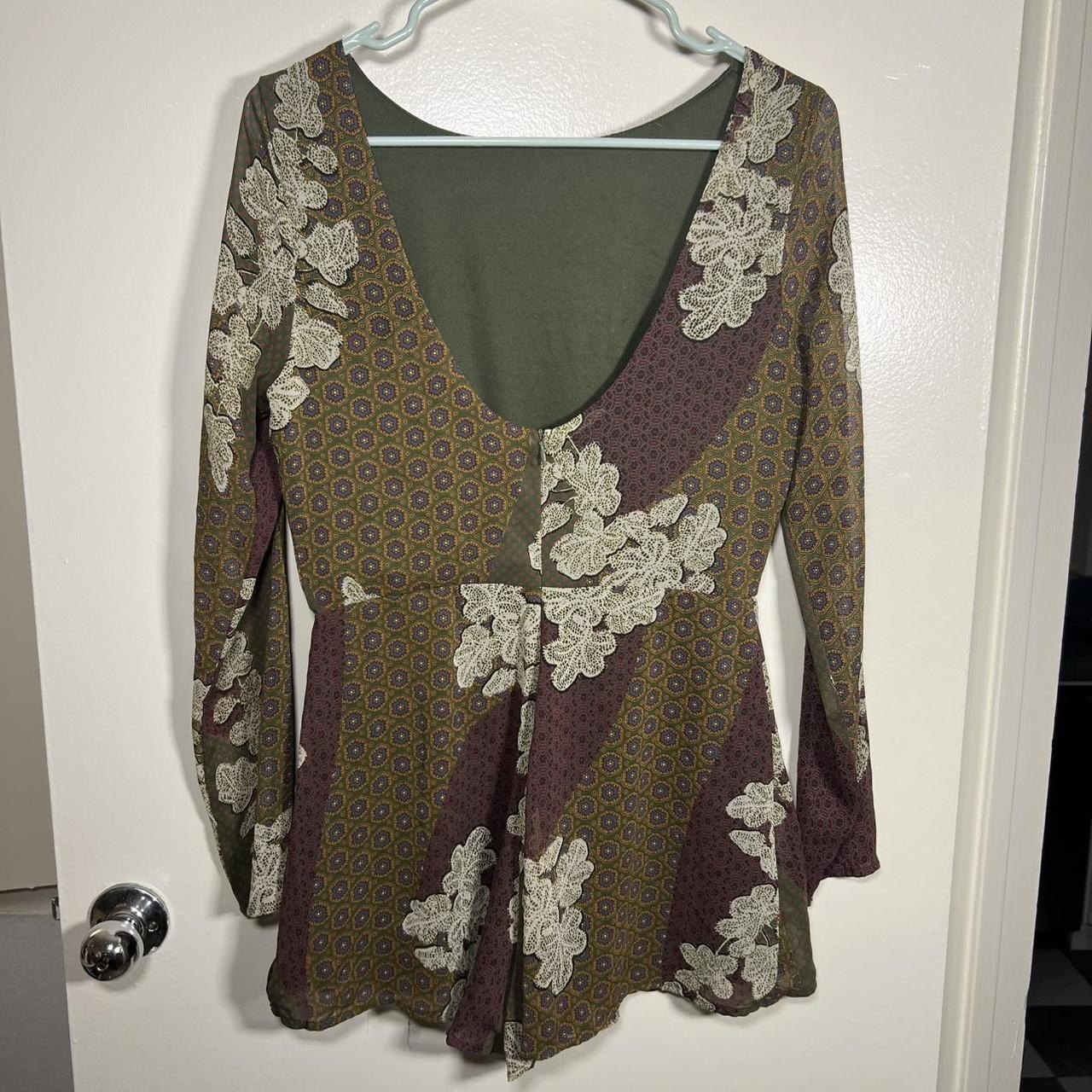 4SI3NNA Multicoloured Patchwork Long-Sleeve Romper with Zip Up Back