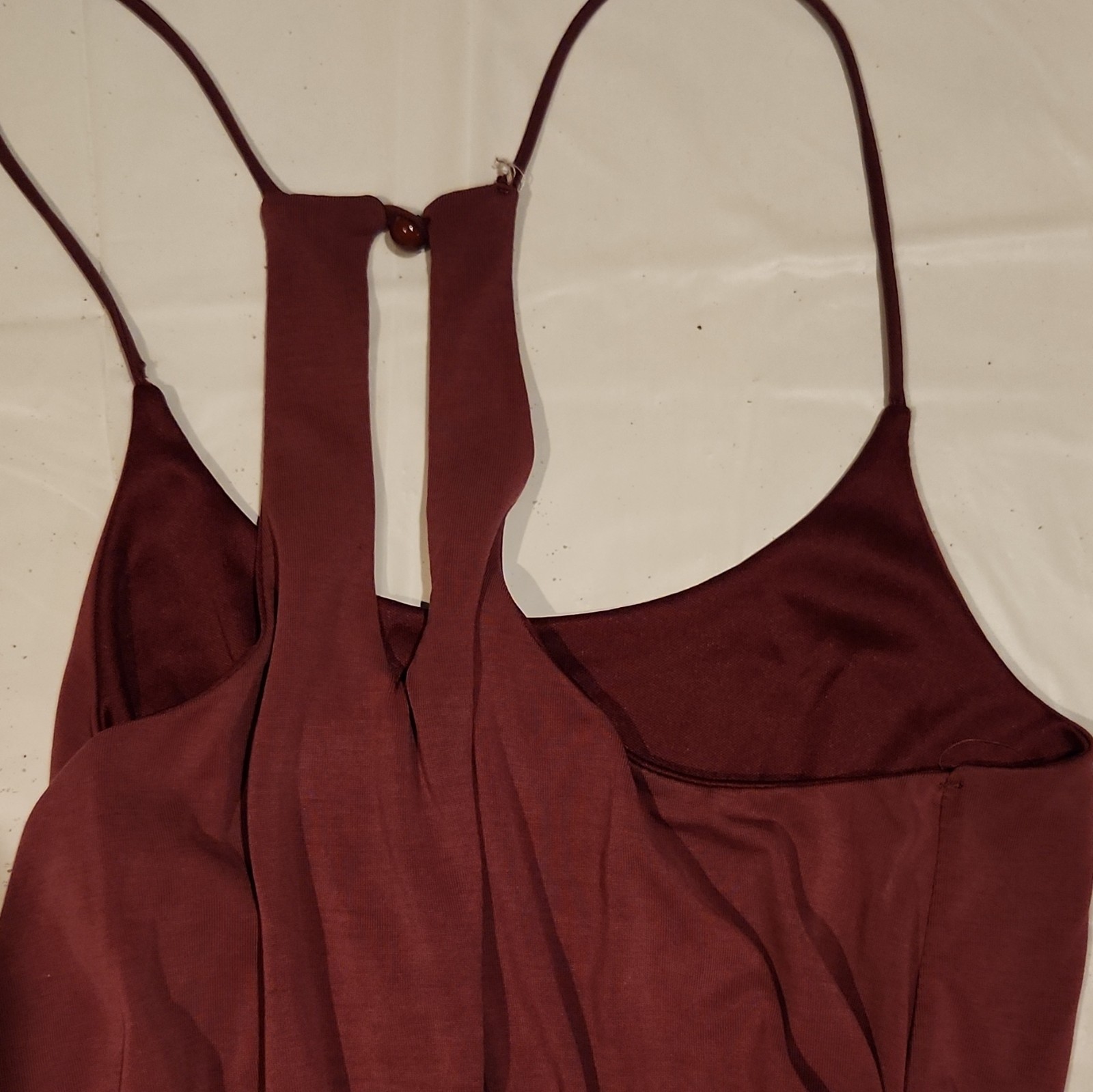 Mikey & Joey Burgundy Satin V-Neck Sleeveless Strappy Romper Women’s Size S