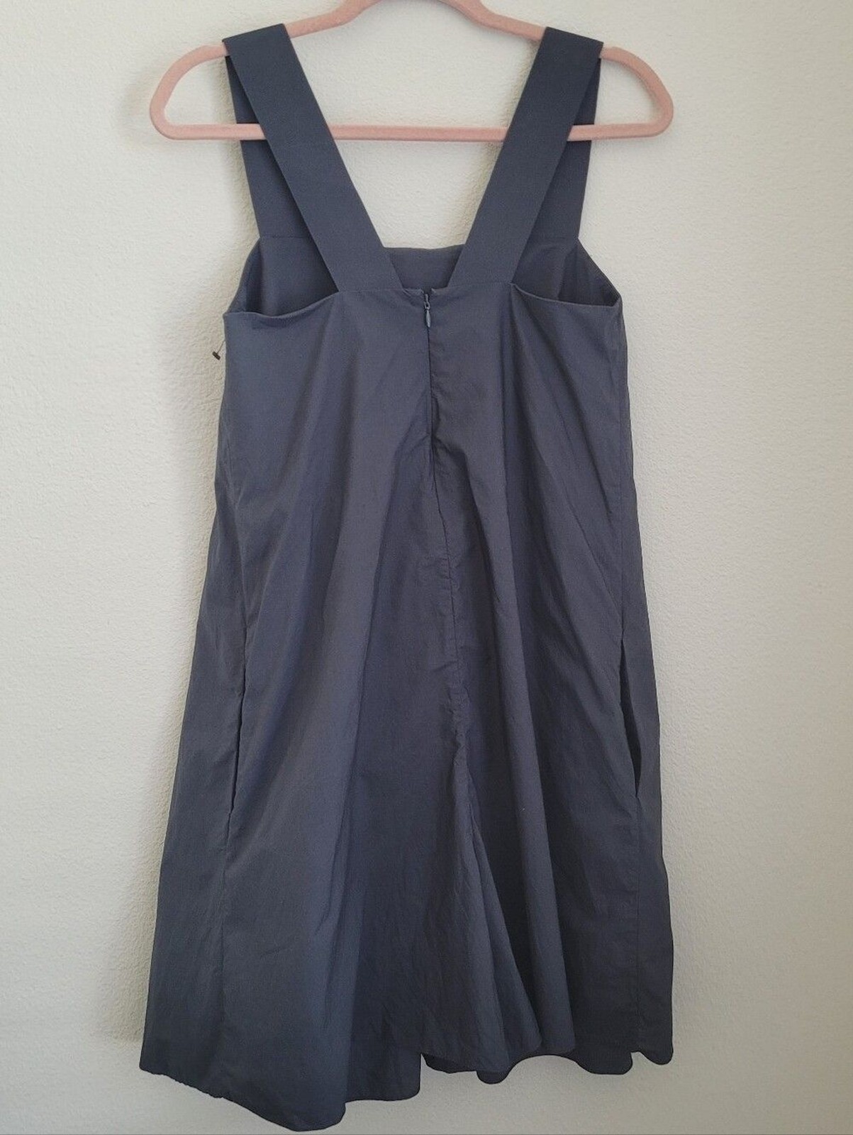 COS Minimalist Matte Cotton Wide Leg Pinafore Romper Charcoal Gray Sz XS Scandi
