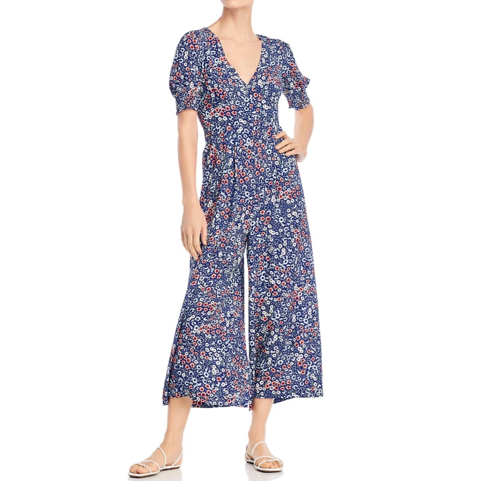 Yumi Kim Lucky You Jumpsuit Blue Floral S Bloomcore Cottagecore Vacation NWT