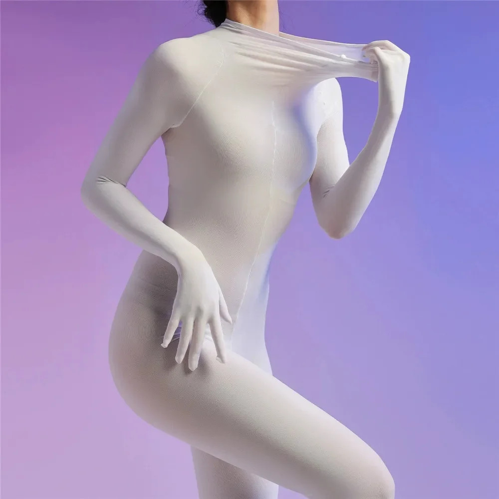 Men Women Soft Velvet Elastic Tights Full Bodystocking Jumpsuit Bodysuit Romper