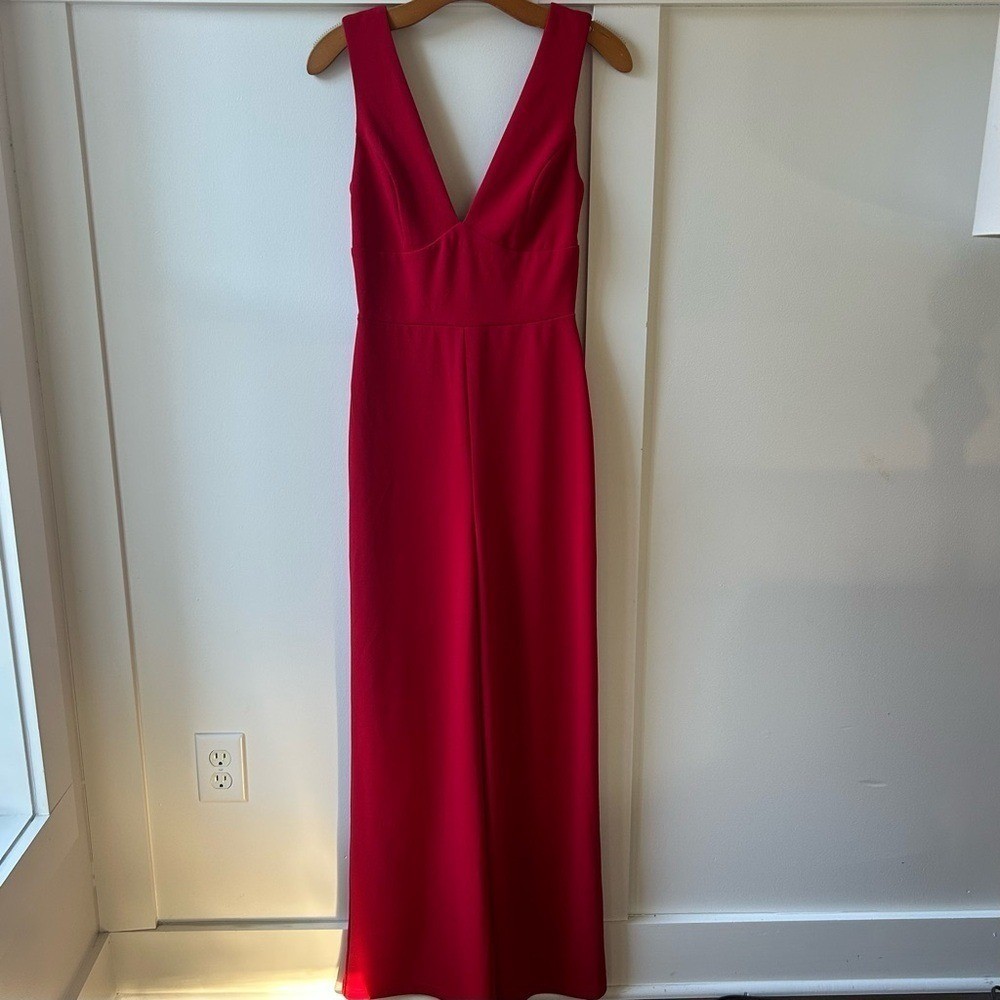 Lulus Women’s Jumpsuit Pantsuit Red Sleeveless Sexy Christmas Party V-Neck Small