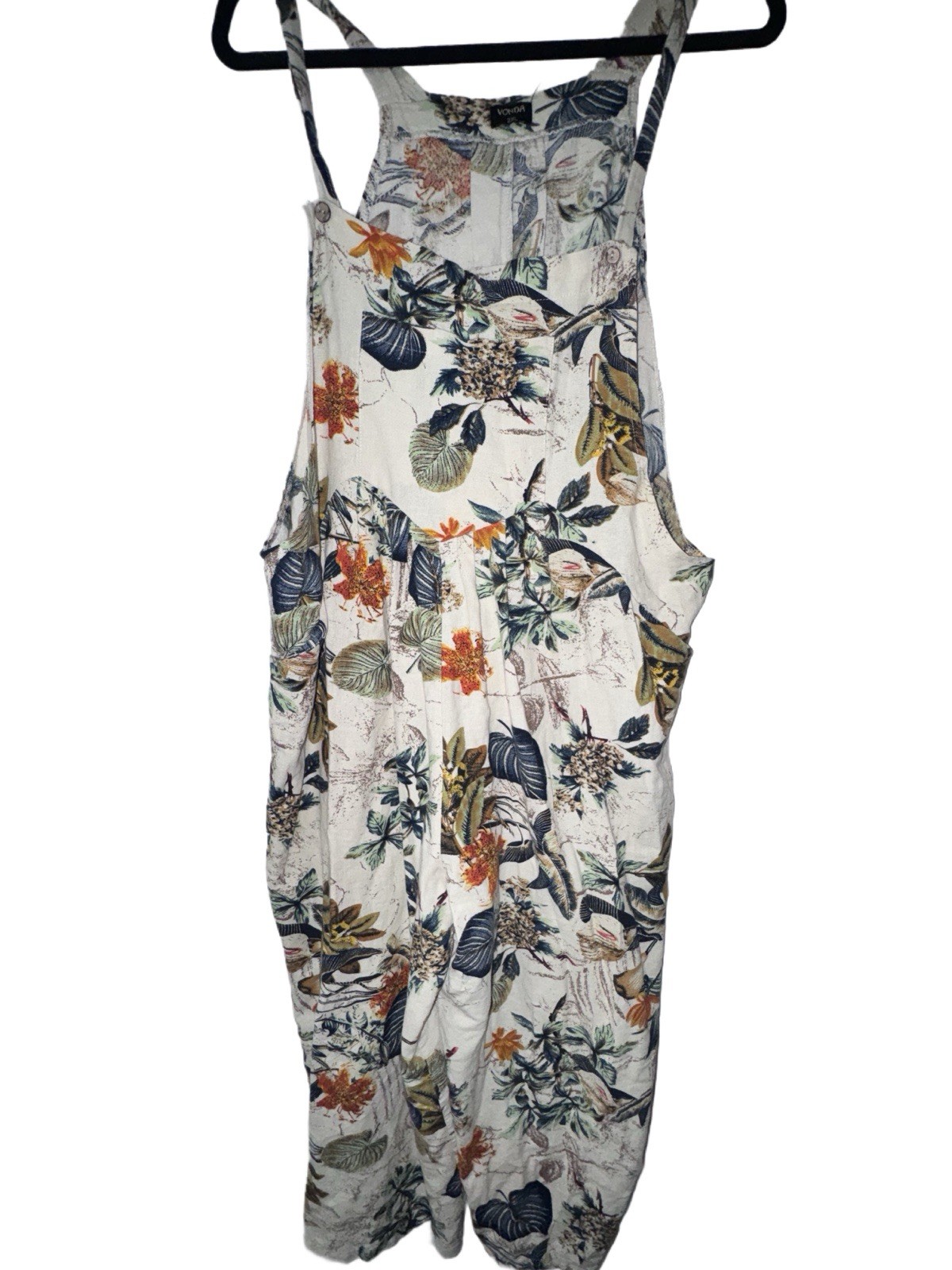 VONDA 2XL Floral Cotton Jumpsuit Boho Sleeveless Romper Pockets Plus Size