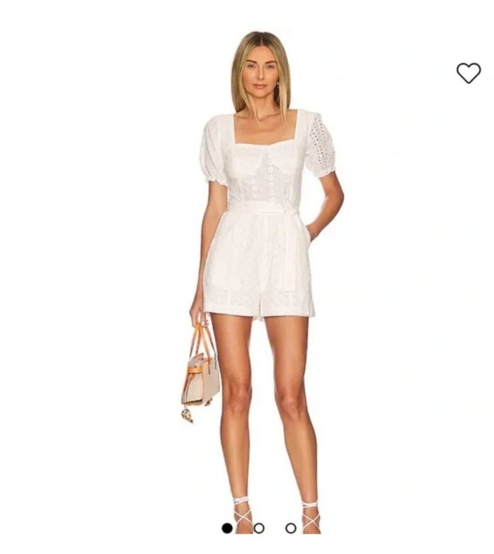 Blank NYC Romper White Eyelet Puff Sleeve In Downtown Vibes size small NEW