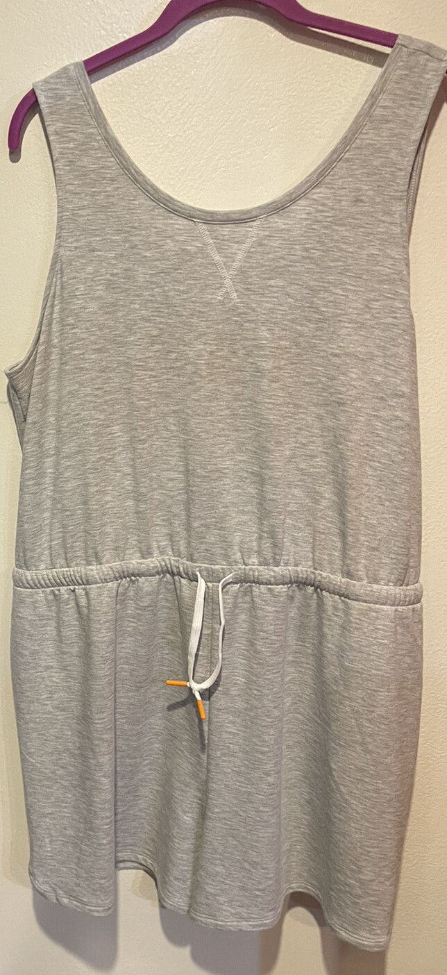TEK GEAR LIGHT GRAY HEATHER CROSS BACK ROMPER w/ POCKETS DRAWSTRING WAIST XL,XXL