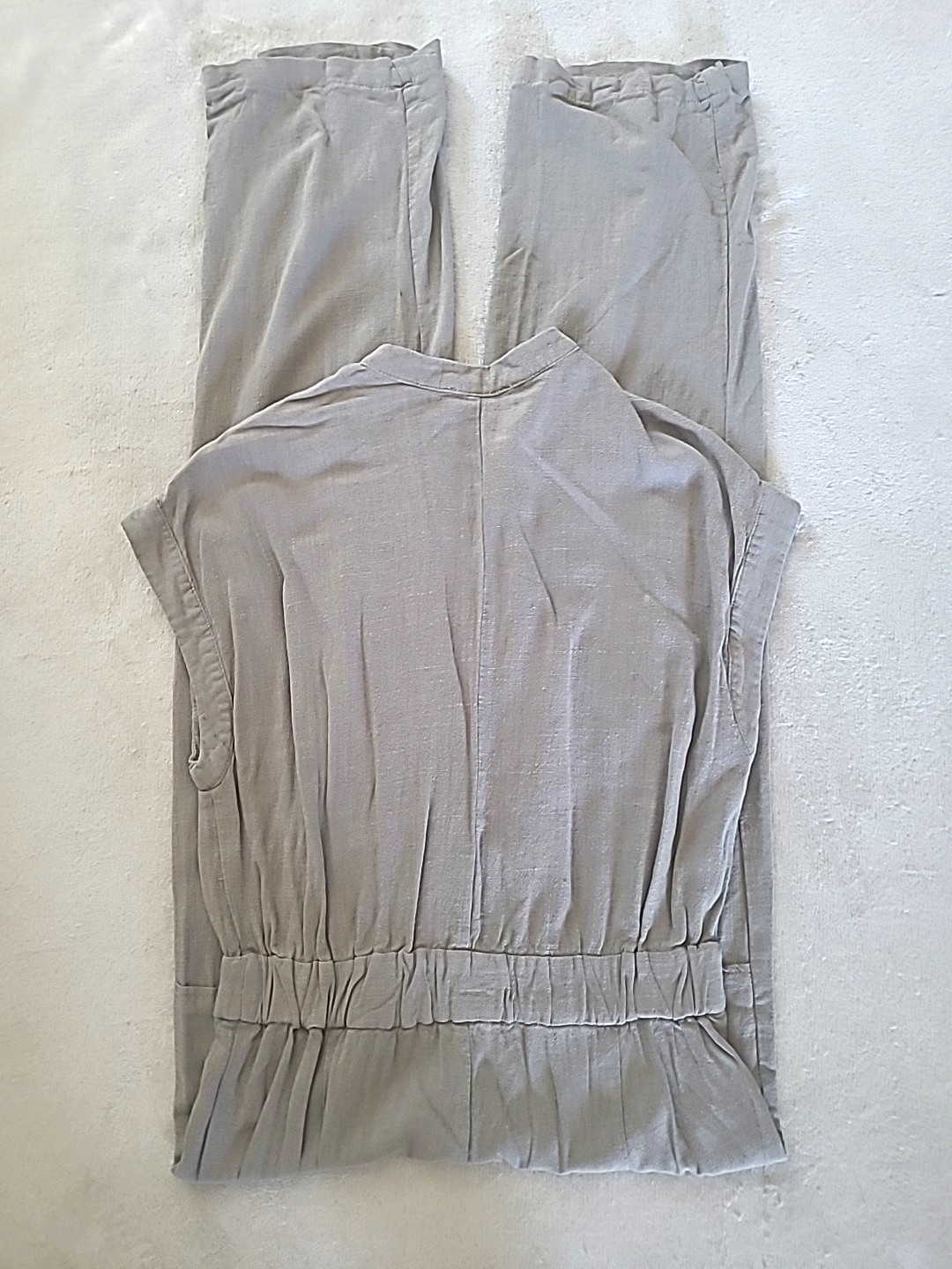 Love Tree Jumpsuit Gray Wide Leg Boho Minimalist Button Front Medium Travel