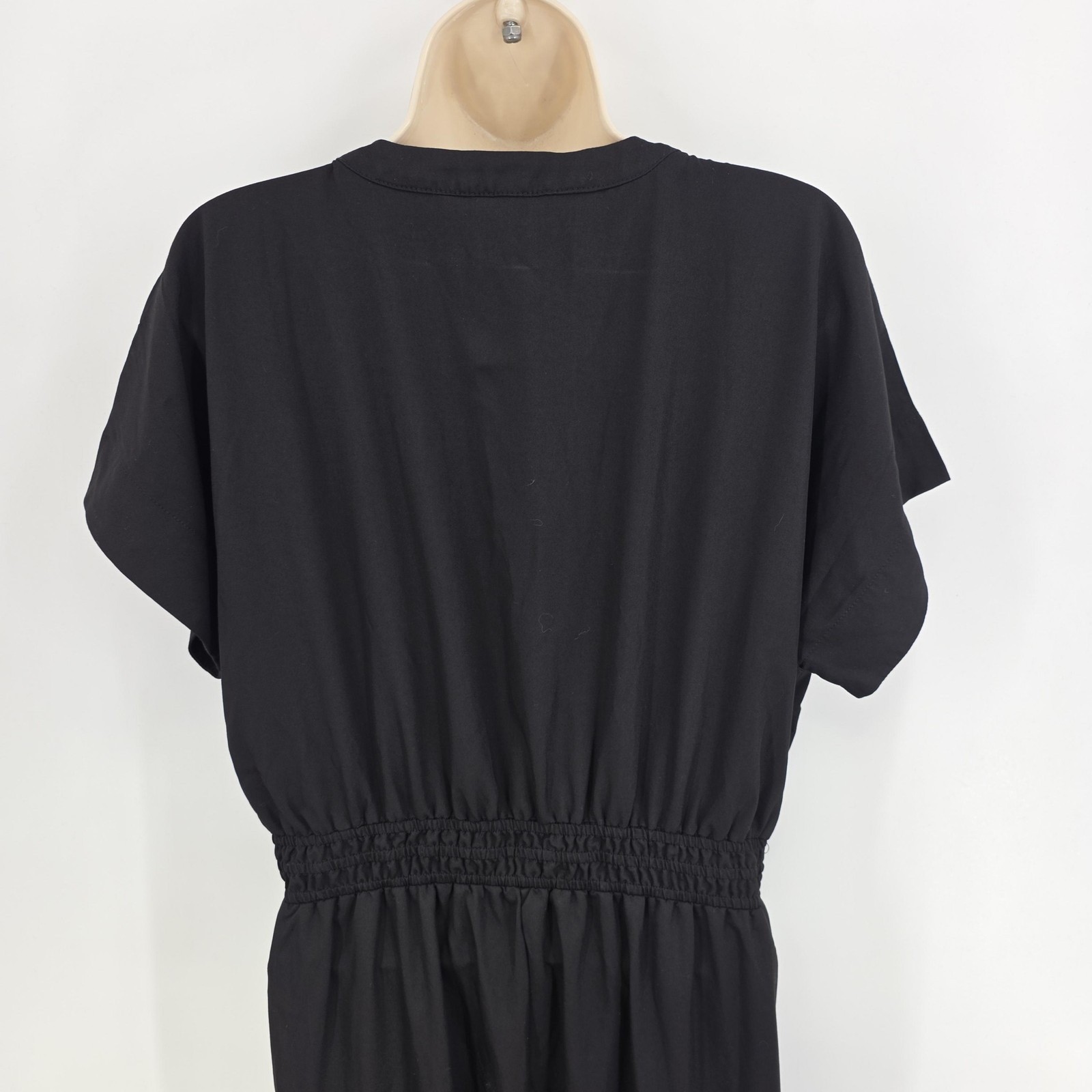 Marine Layer Lia Utility Wide Leg Jumpsuit Women M Black Button Pockets Aviator