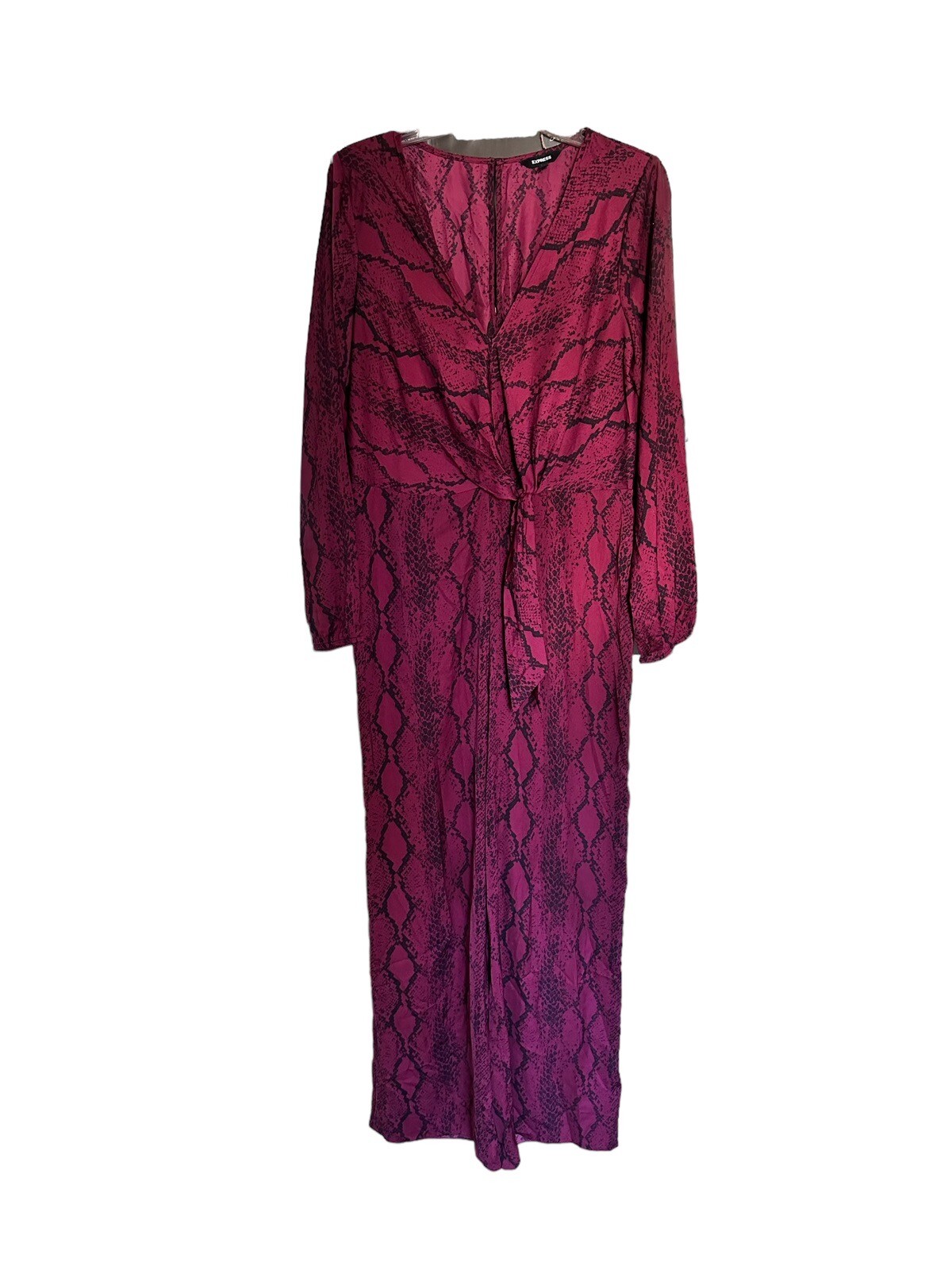 Express Women’s Burgundy Snake Print Jumpsuit Size Large
