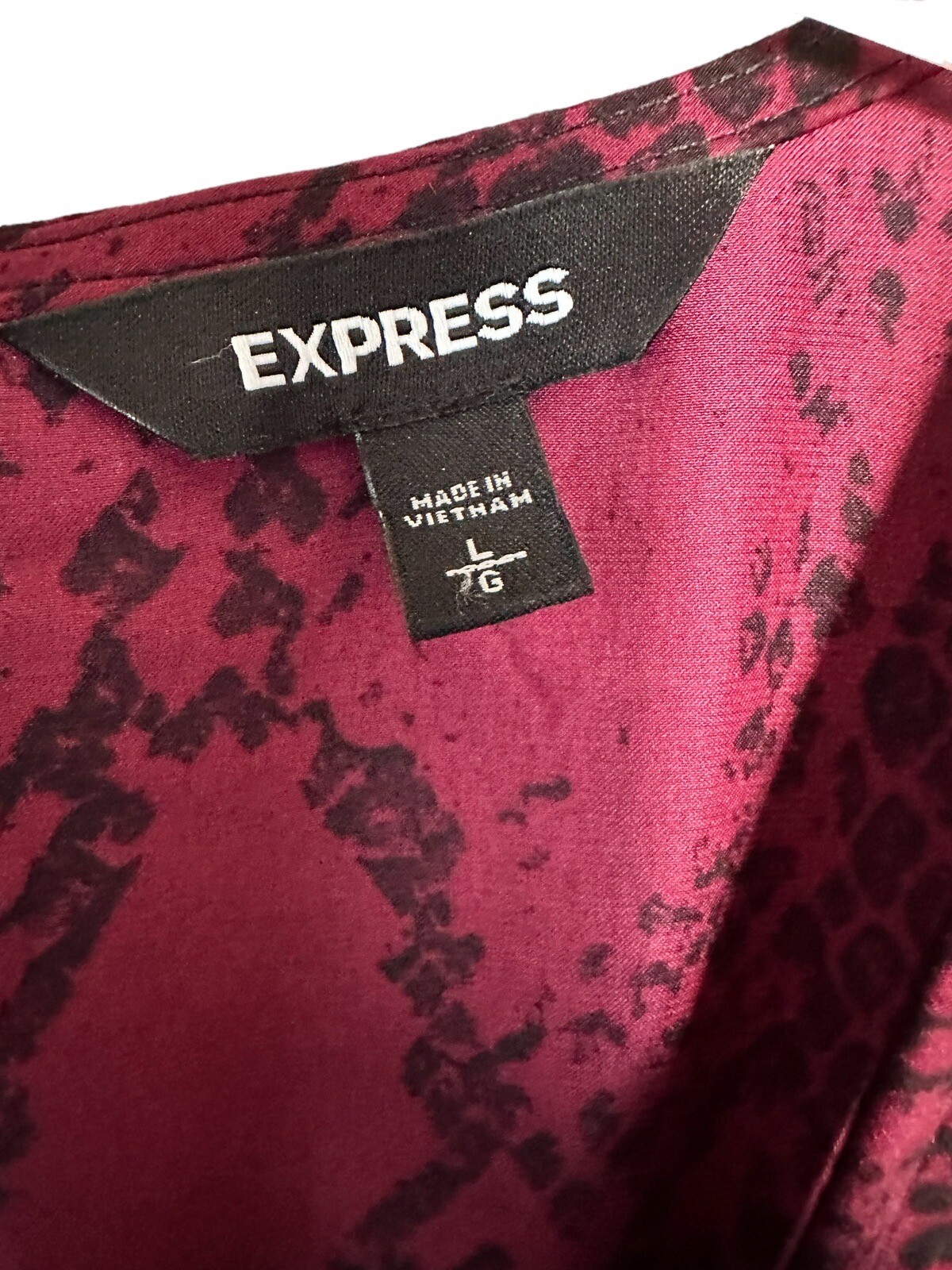 Express Women’s Burgundy Snake Print Jumpsuit Size Large
