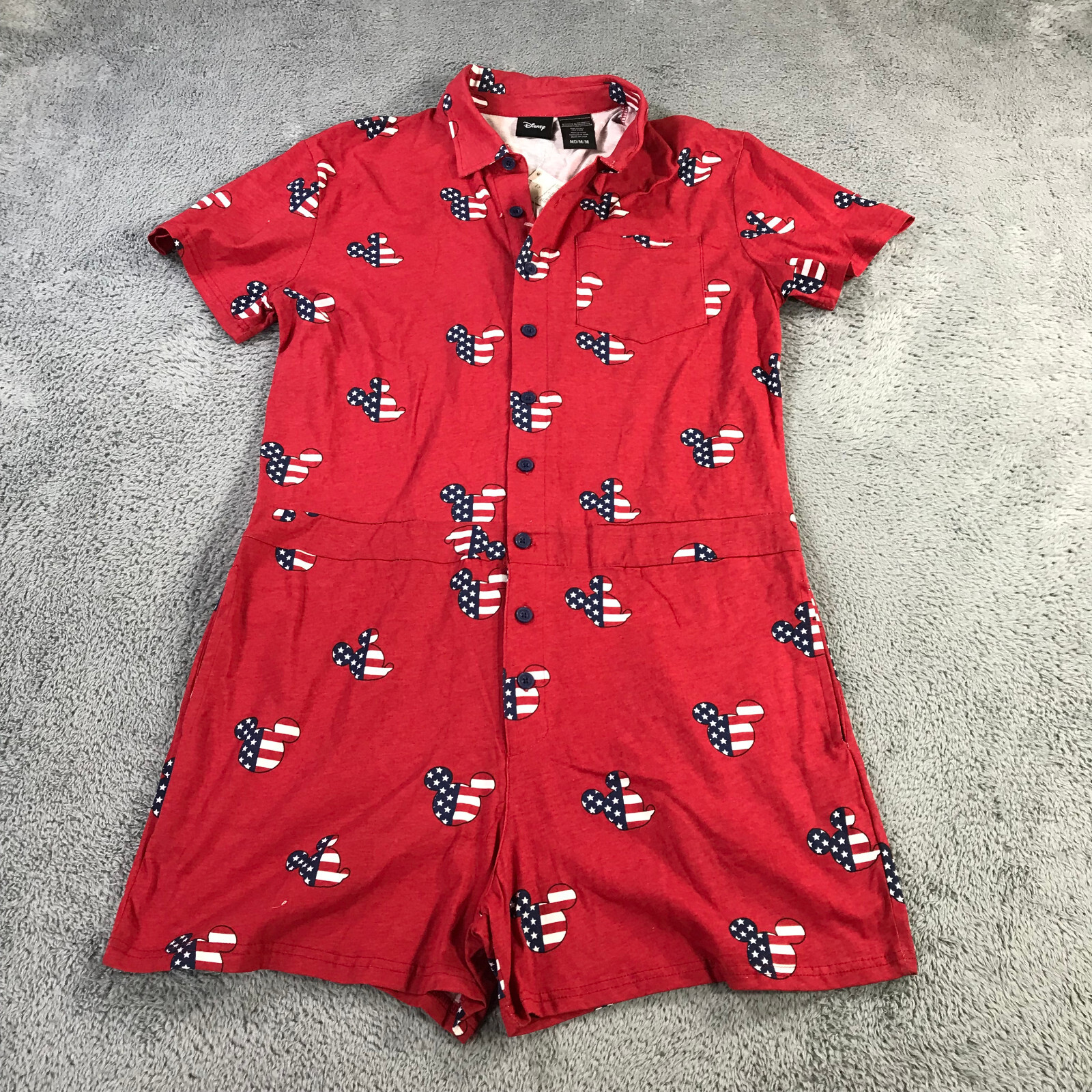 Disney Mickey Mouse Romper Womens Medium Patriotic 4th Of July American Flag