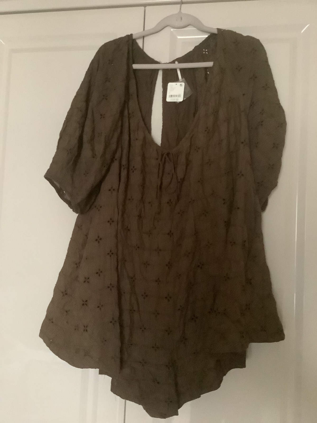 Free People Bop Around Eyelet Romper in Brown Bear – LARGE – BNWT – RRP £118
