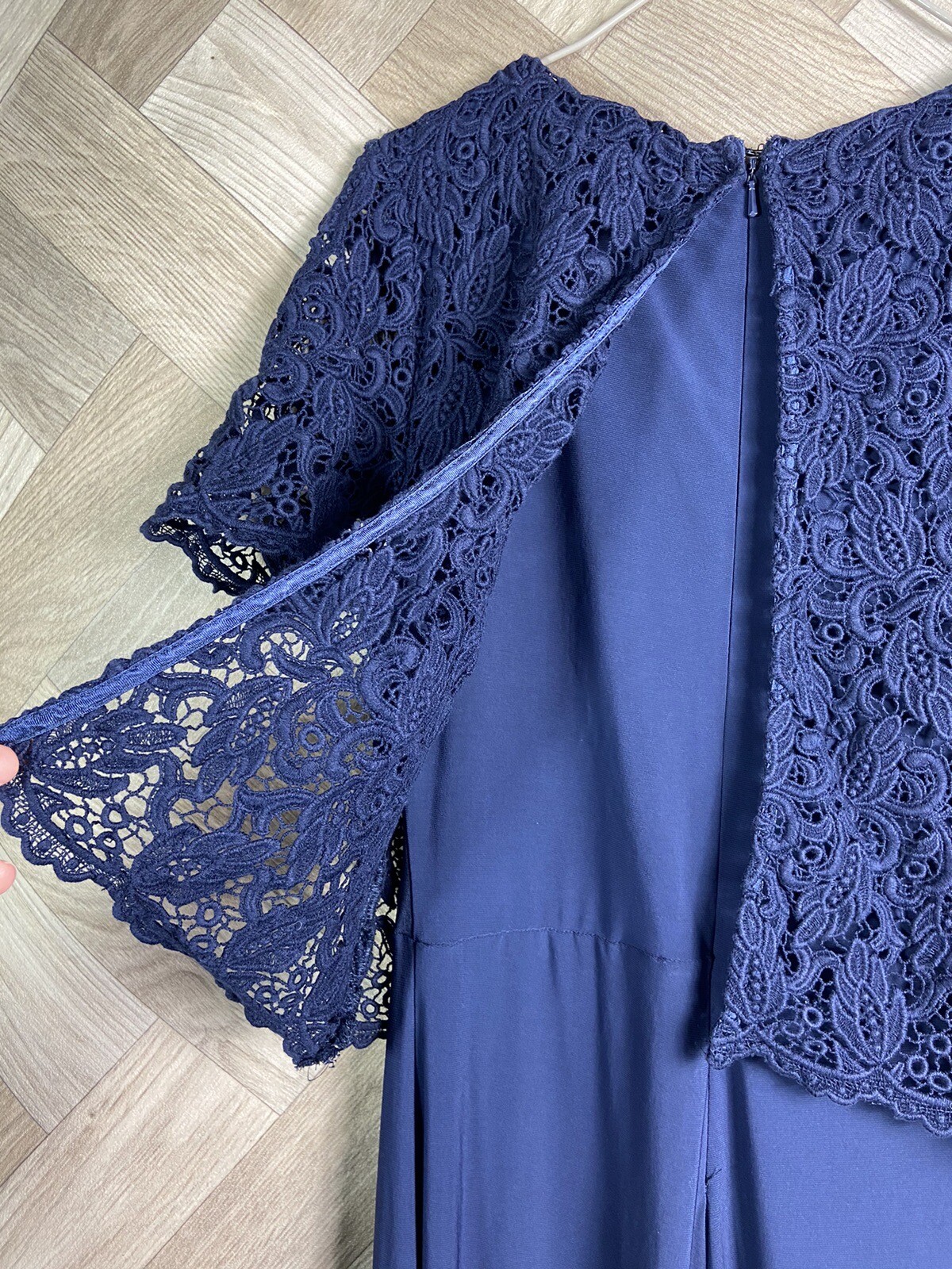 Ladies Phase Eight Navy Fitted Smart Jumpsuit Lace Detail Size 8 Formal