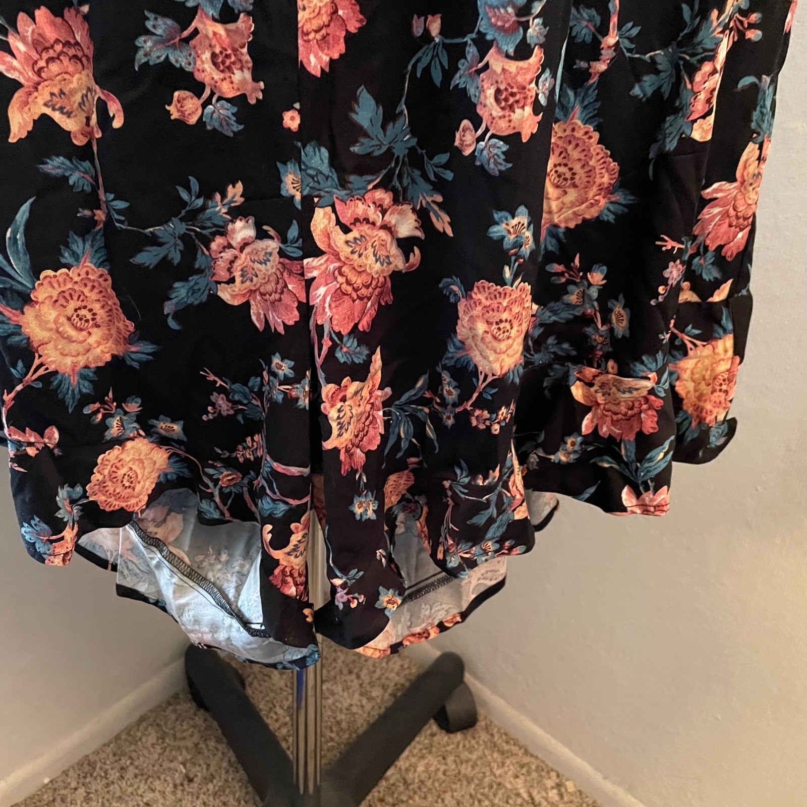 Torrid Stretch Challis Off The Shoulder Romper 3X Floral Deep Blooms NWT