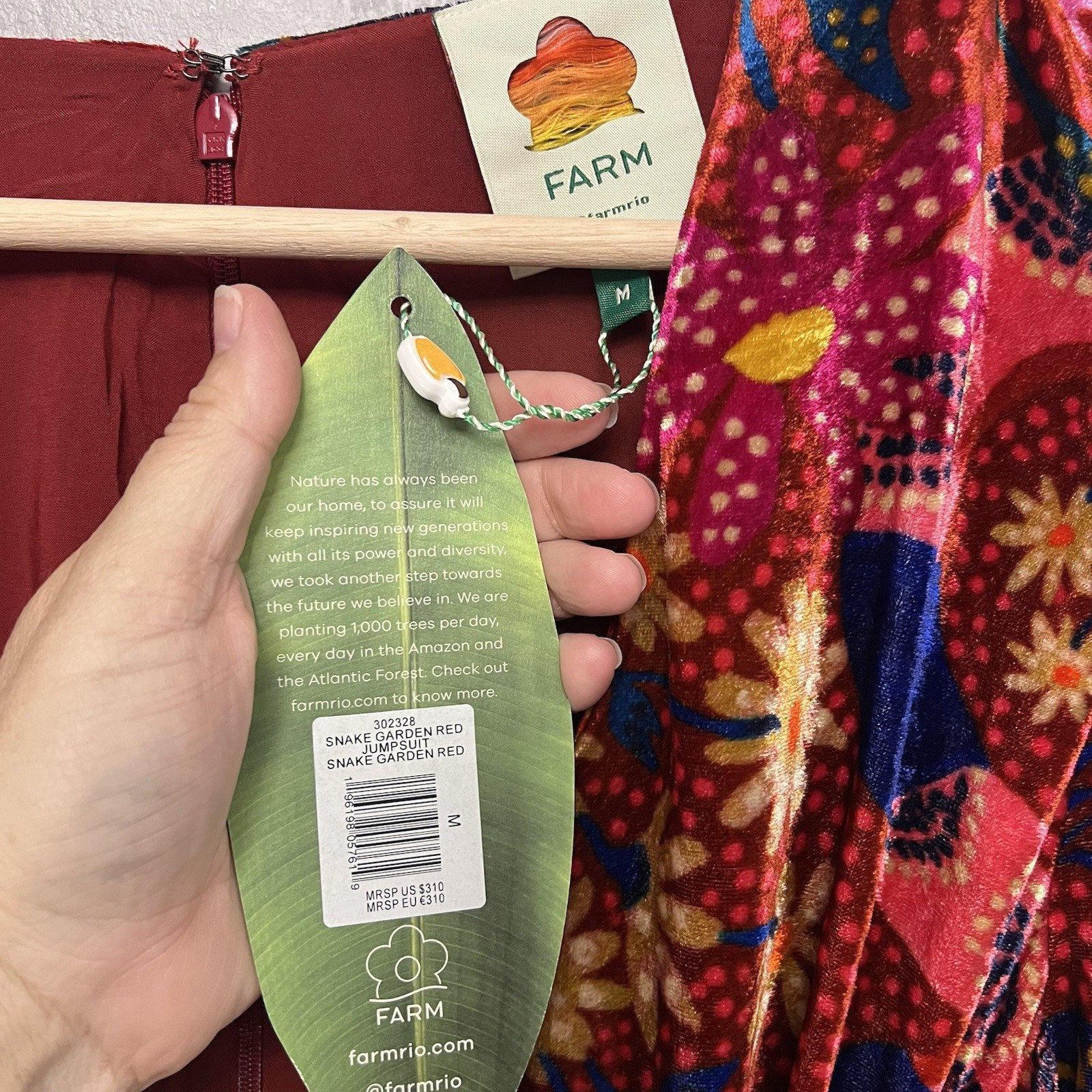 NWT Farm Rio Snake Garden Velvet Jumpsuit Size Medium Tropical Boho Eclectic