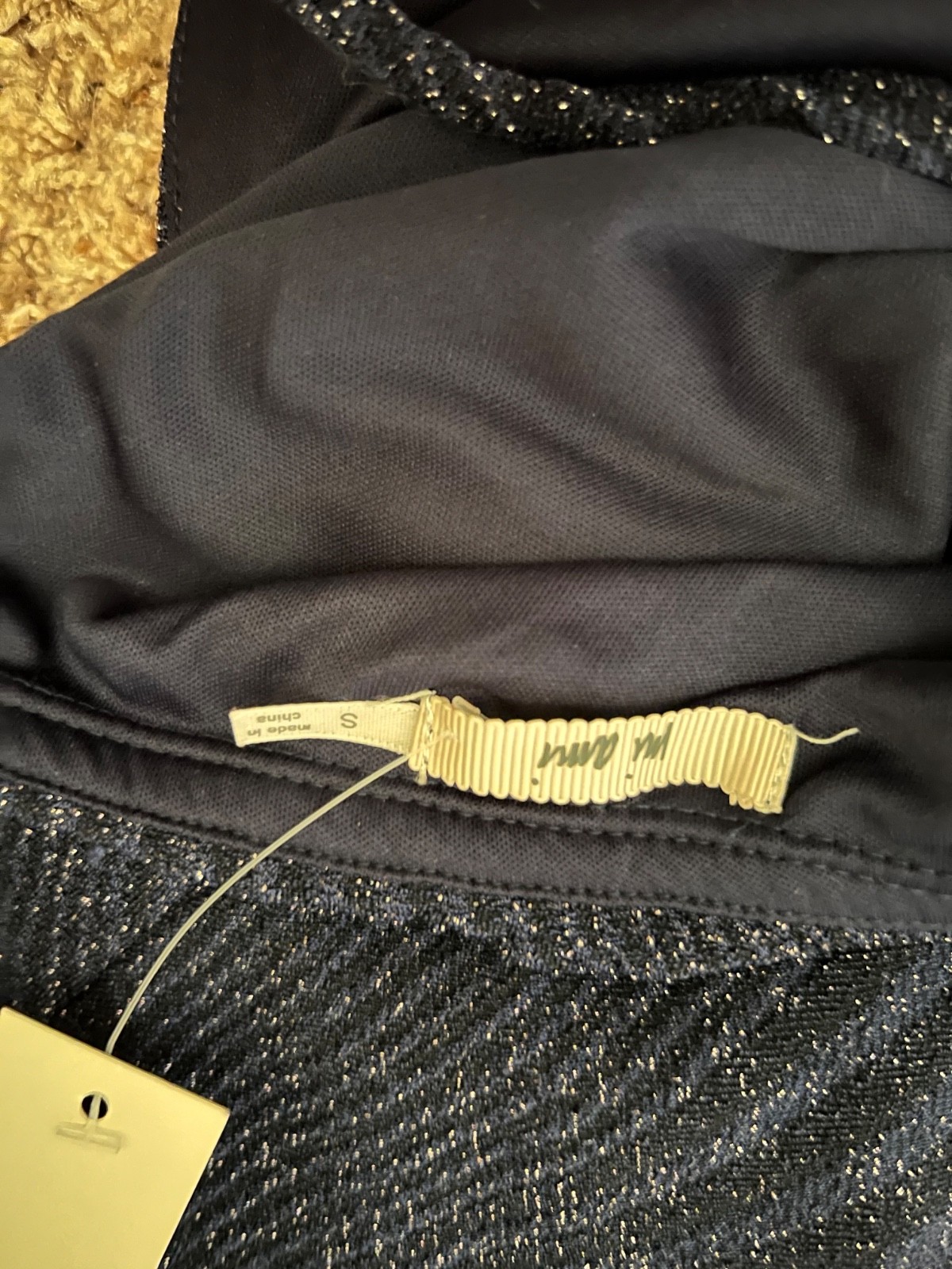 New Francesca’s Navy Blue Glitter Ribbed Wide Leg Jumpsuit Sz S