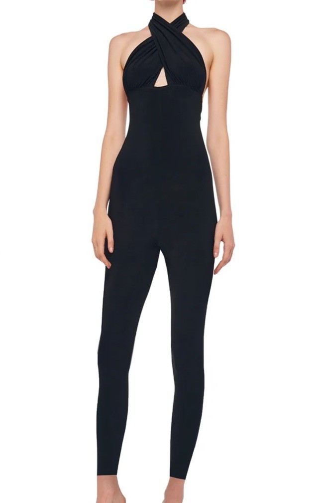 NWT Norma Kamali Women’s Sz Medium 38 Catsuit Jumpsuit Black Stretch
