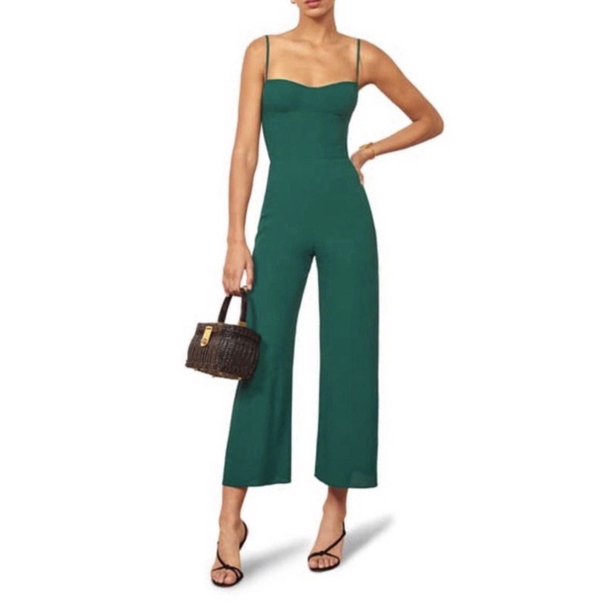 Reformation Gilda Crop Wide Leg Jumpsuit in The Color Emerald Size 4