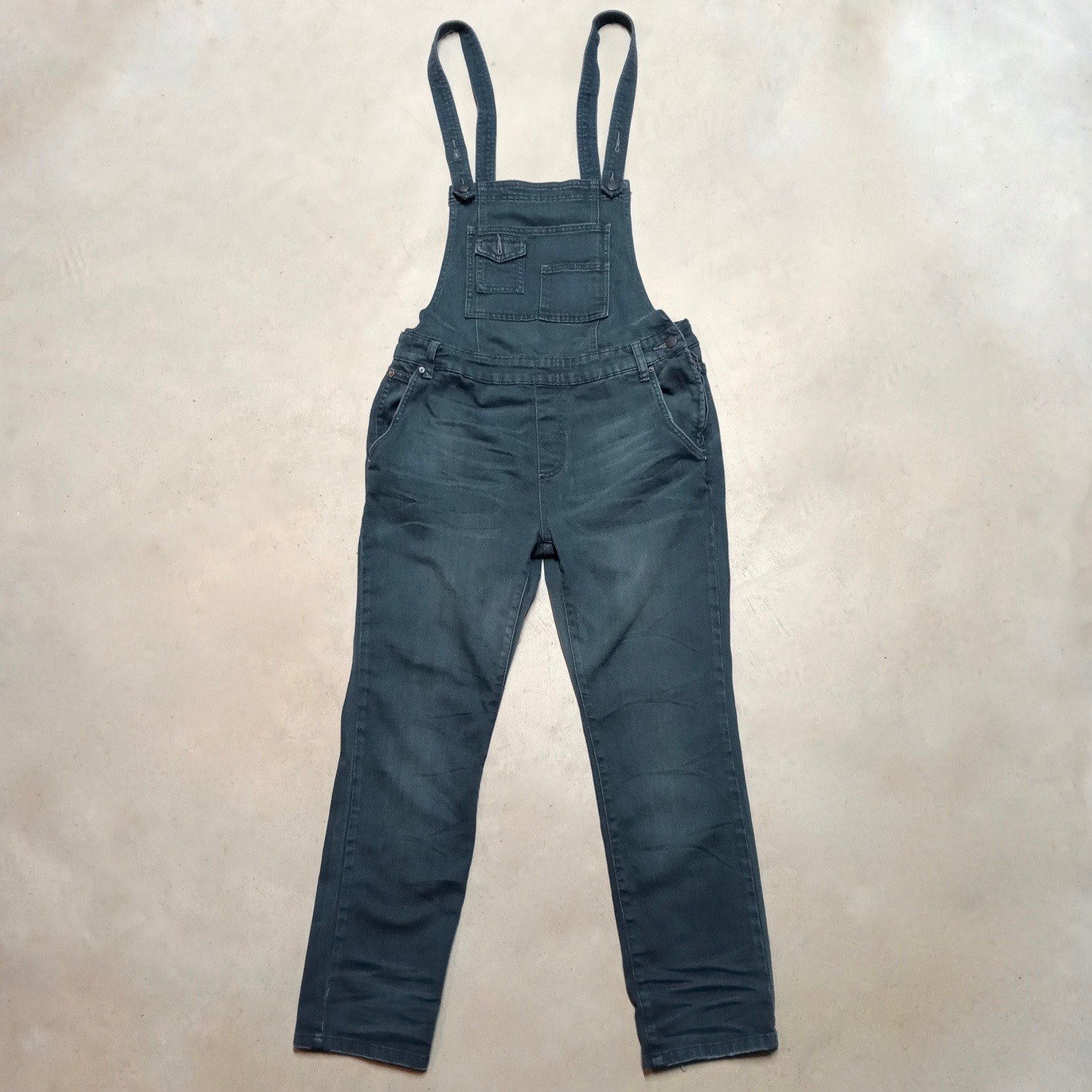 Free People Overalls Womens 30 Stretch Denim Slim Fit Side Zip Cargo Pockets Bib