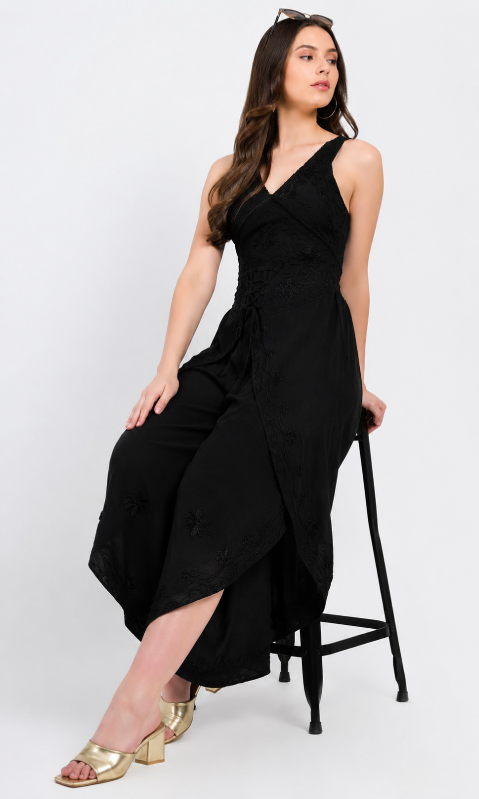 Bohemian Embroidered Rayon Jumpsuit Women Floral Yoga Harem UK 8-14 Festival