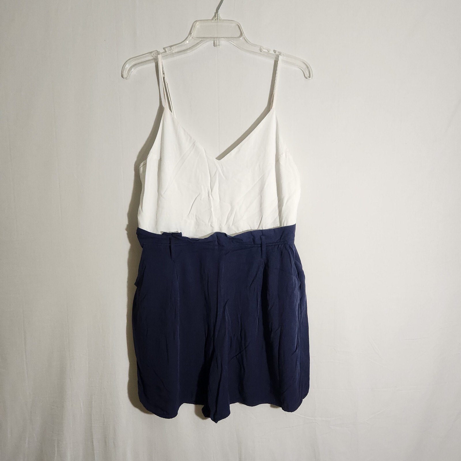 Shinestar Collection Women’s Romper Size XL Navy Blue White Sleeveless