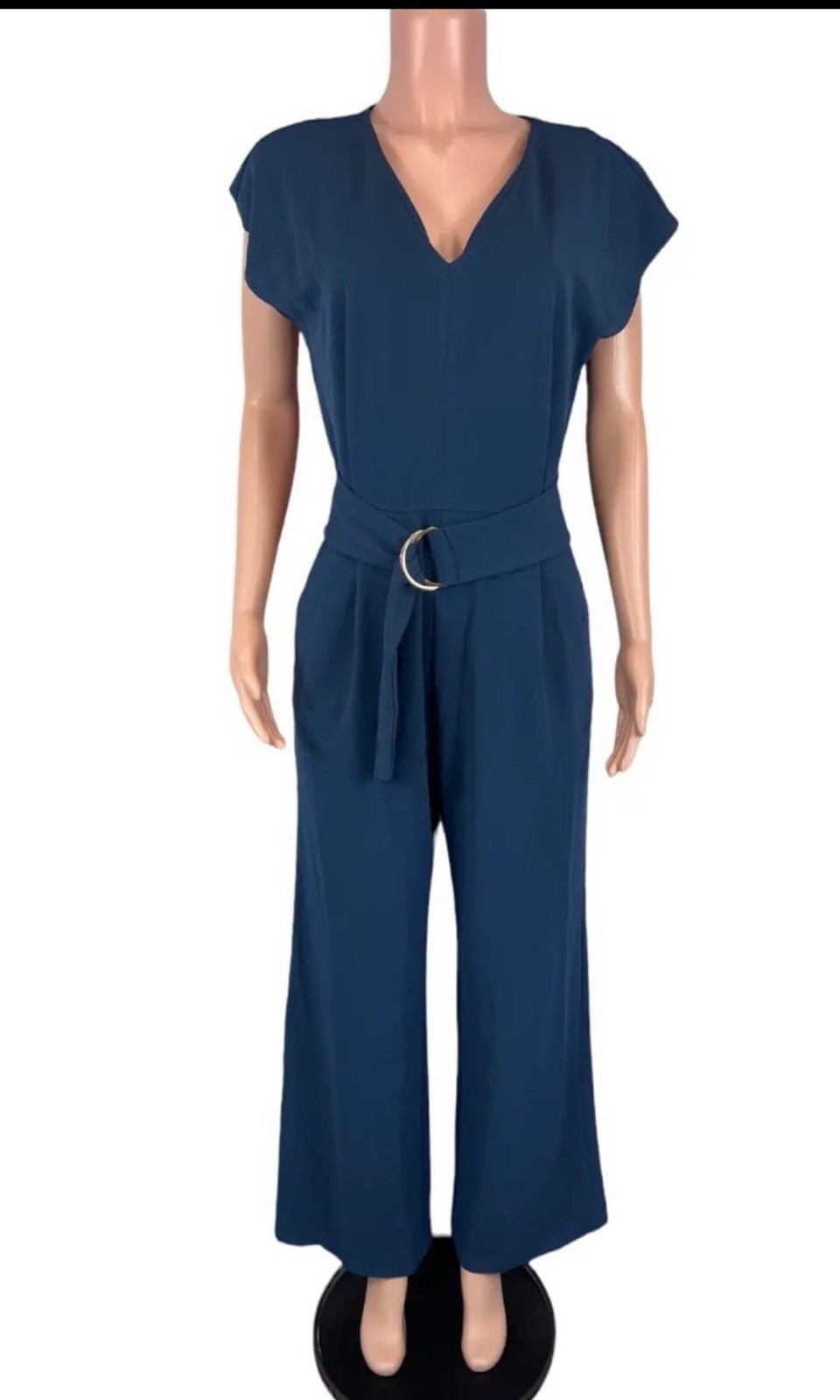 Bishop + Young Women’s 3X Full Length D-Ring Belted Jumpsuit Azure Blue