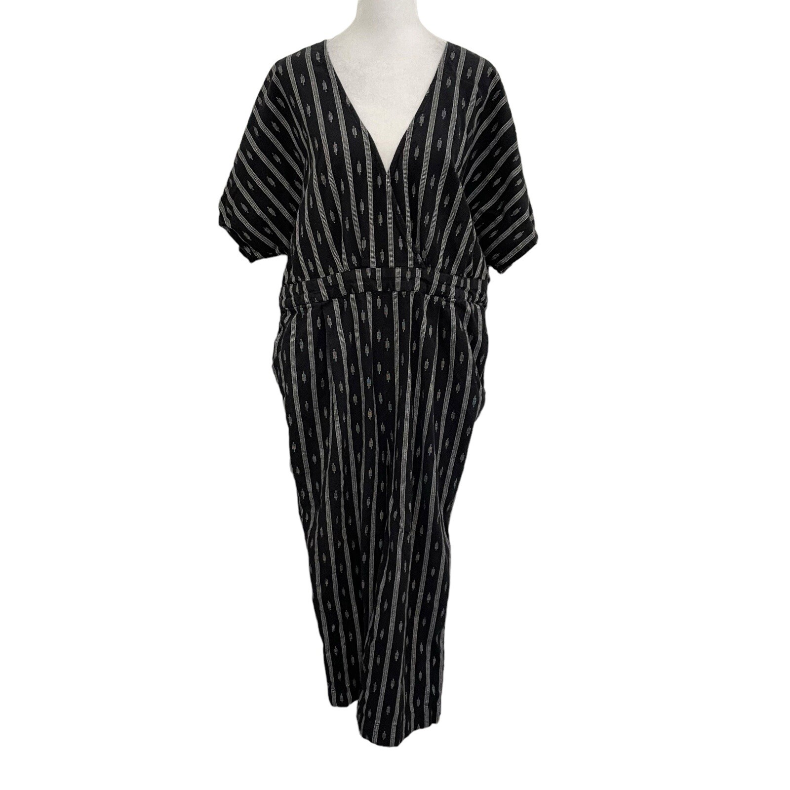 World Market Boho Bohemian Gypsy Cropped Jumpsuit Playsuit Pocket Black size S/M