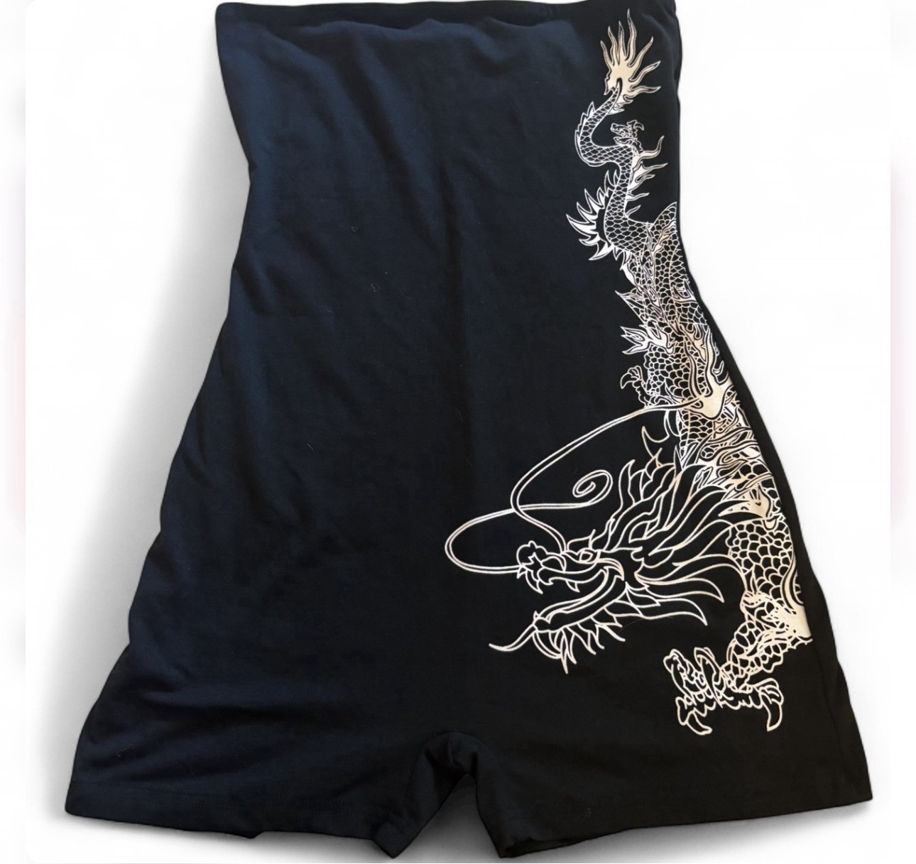 Black Sleeveless Dragon Print Romper Women’s Size M Polyester Elastane