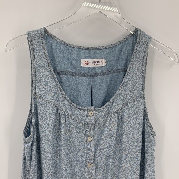 AG Liberty Emma sleeveless cotton shorts romper chambray blue floral Large