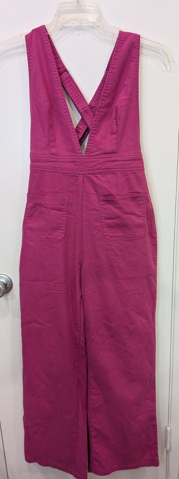 Bib Overalls Jumpsuit Women’s Small Bright Pink Garden Boho Lightweight Snatched