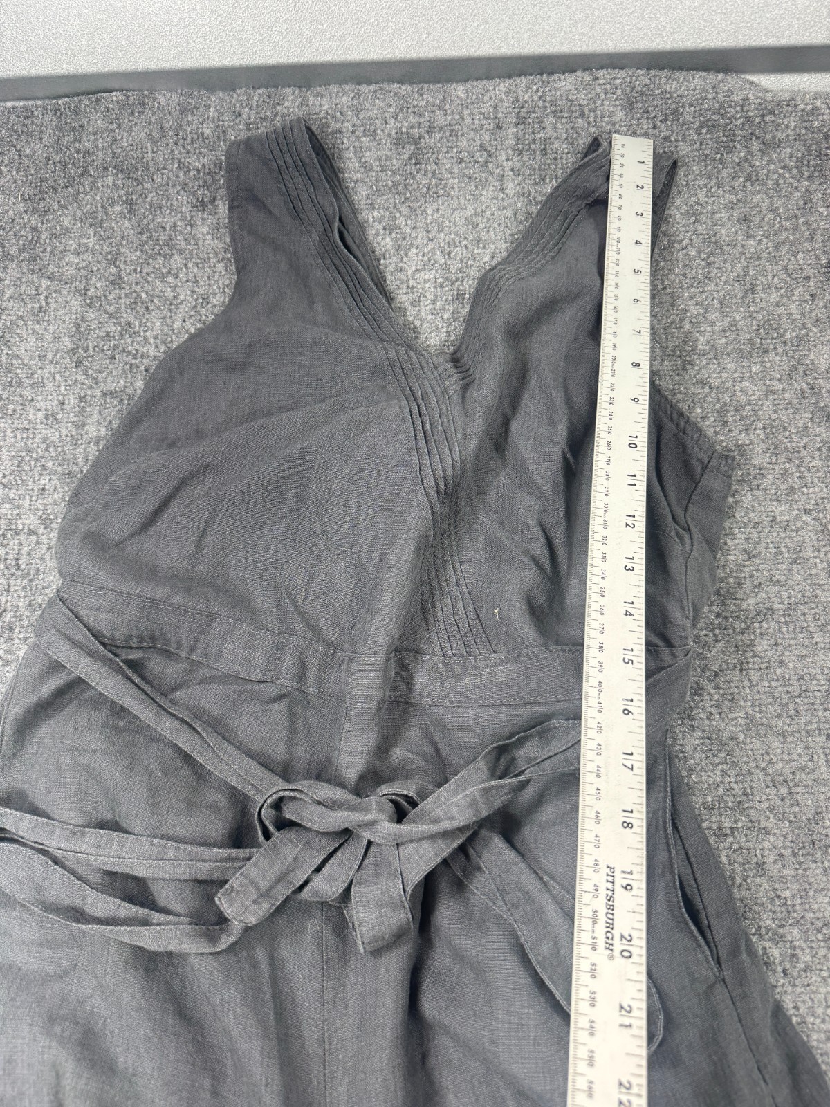 Kuhl Fresco Women’s Jumpsuit 23S Charcoal Gray V-Neck Belted Waist Wide Leg