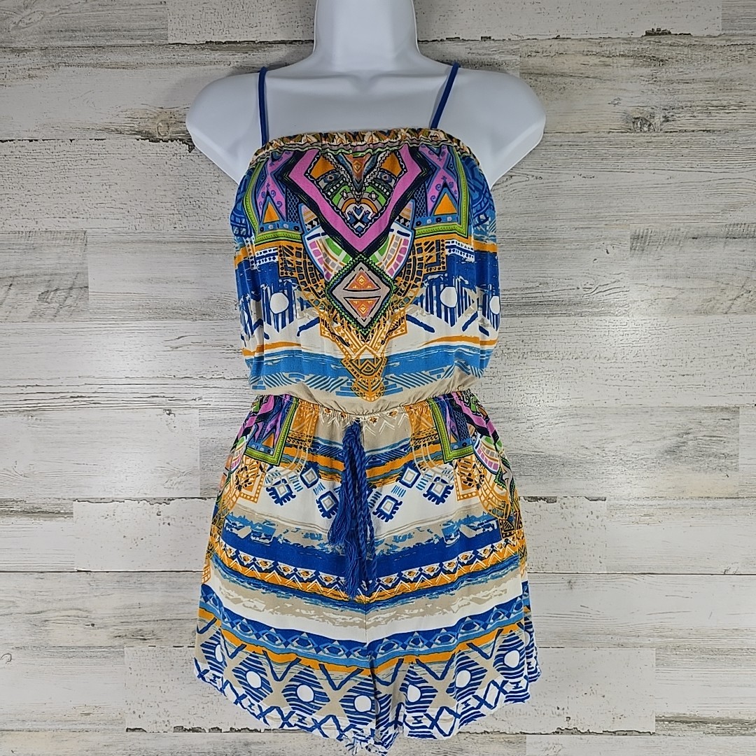 FLYING TOMATO ROMPER WOMEN’S SIZE SMALL COLOURFUL W/ spaghetti straps 100% RAYON