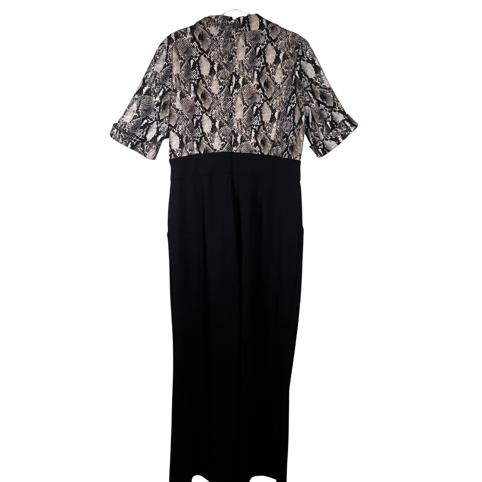 Shelby & Palmer Snakeskin Print Wide Leg Jumpsuit Black Tan 14 Mob Wife Evening