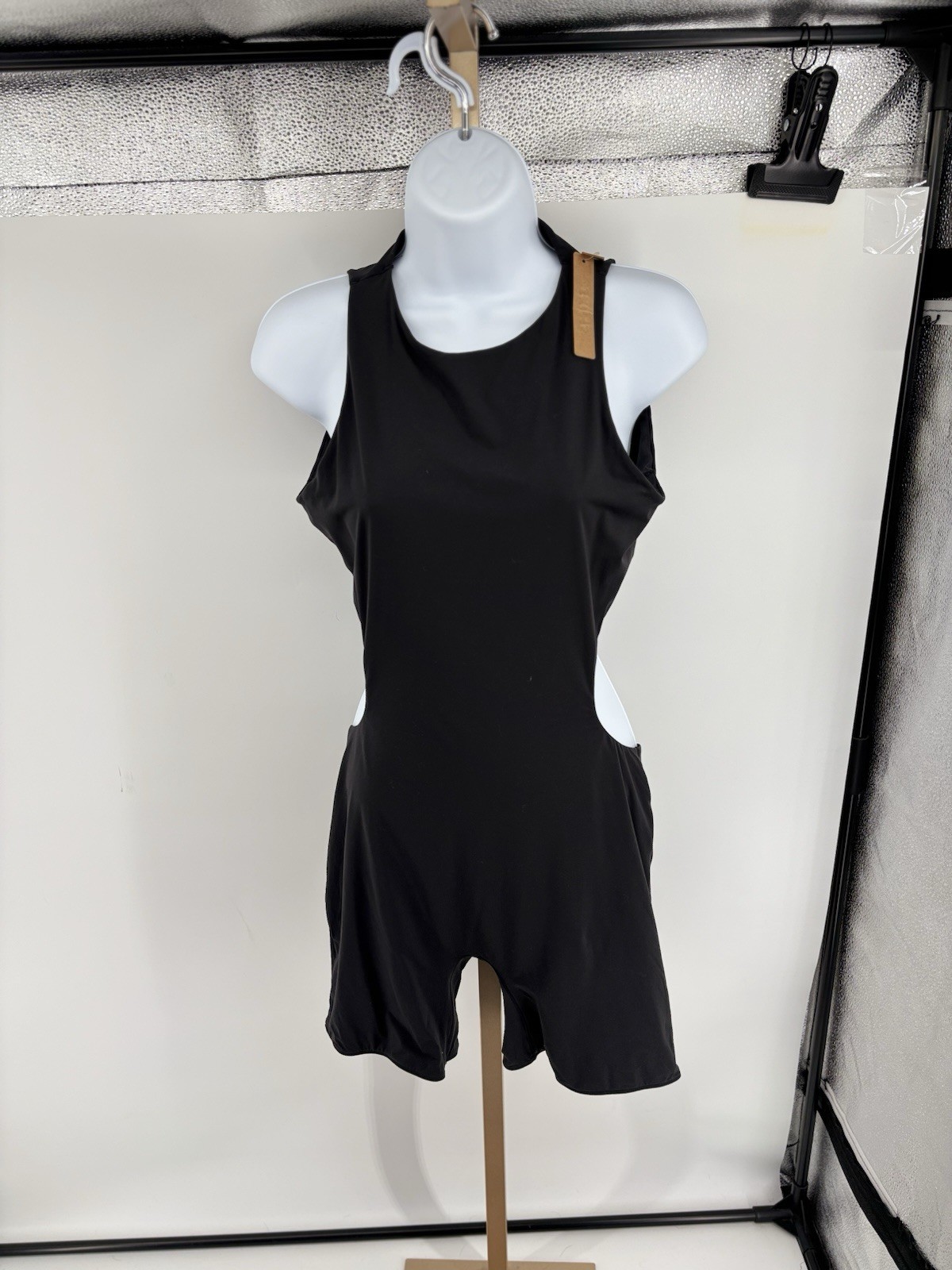 SKIMS Fits Everybody Black Romper Open Back Cutout Onyx XL NWT