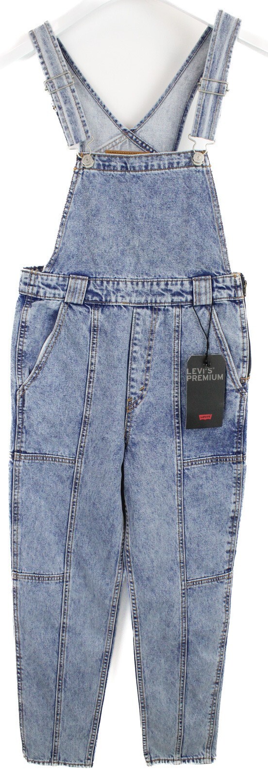 LEVI’S Premium Jumpsuit Womens W26 Denim Tiered Pockets Zip Blue