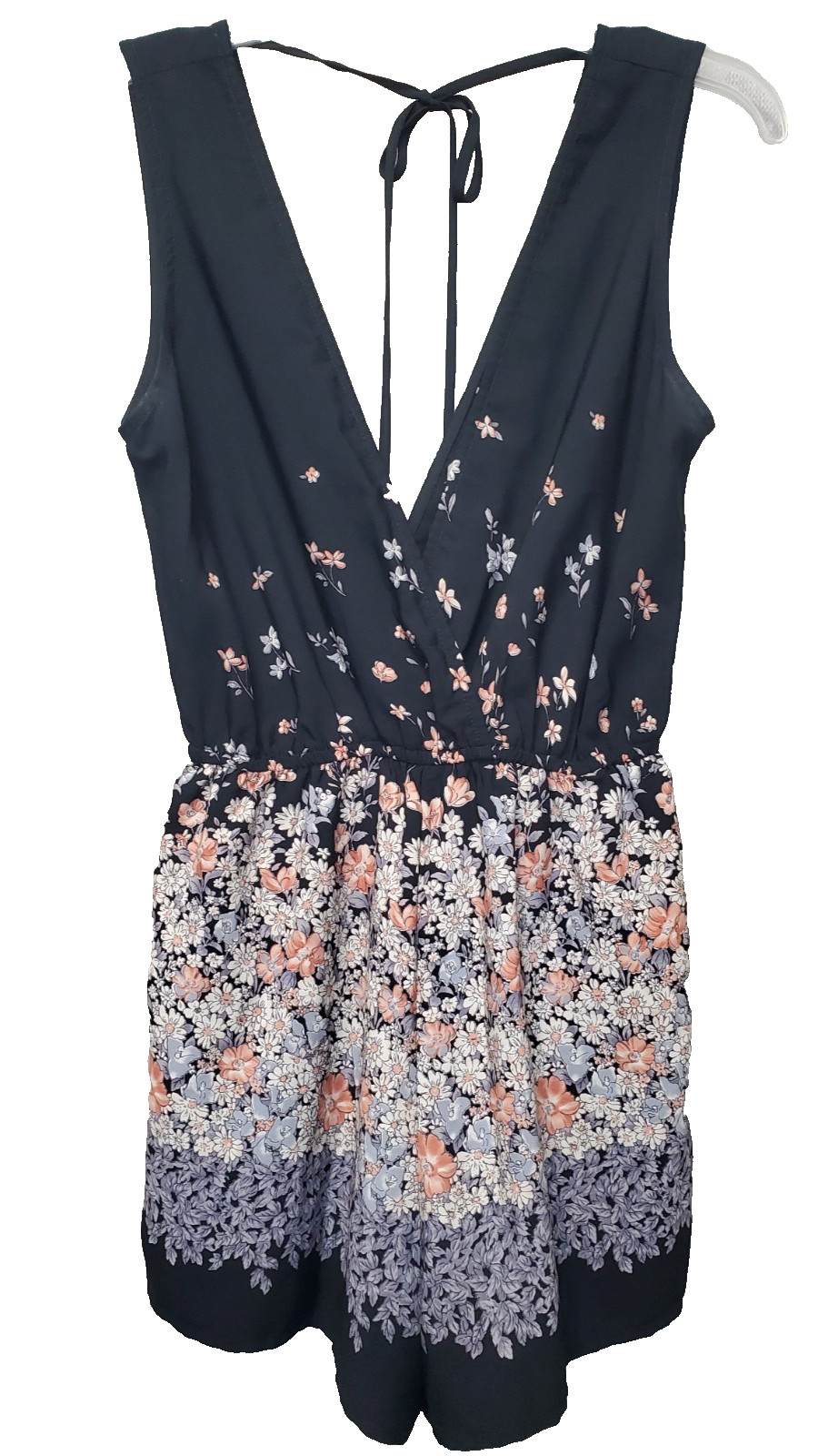 Illa Illa Sleeveless Floral Print Elastic Waist Tie-Back Romper Size Small