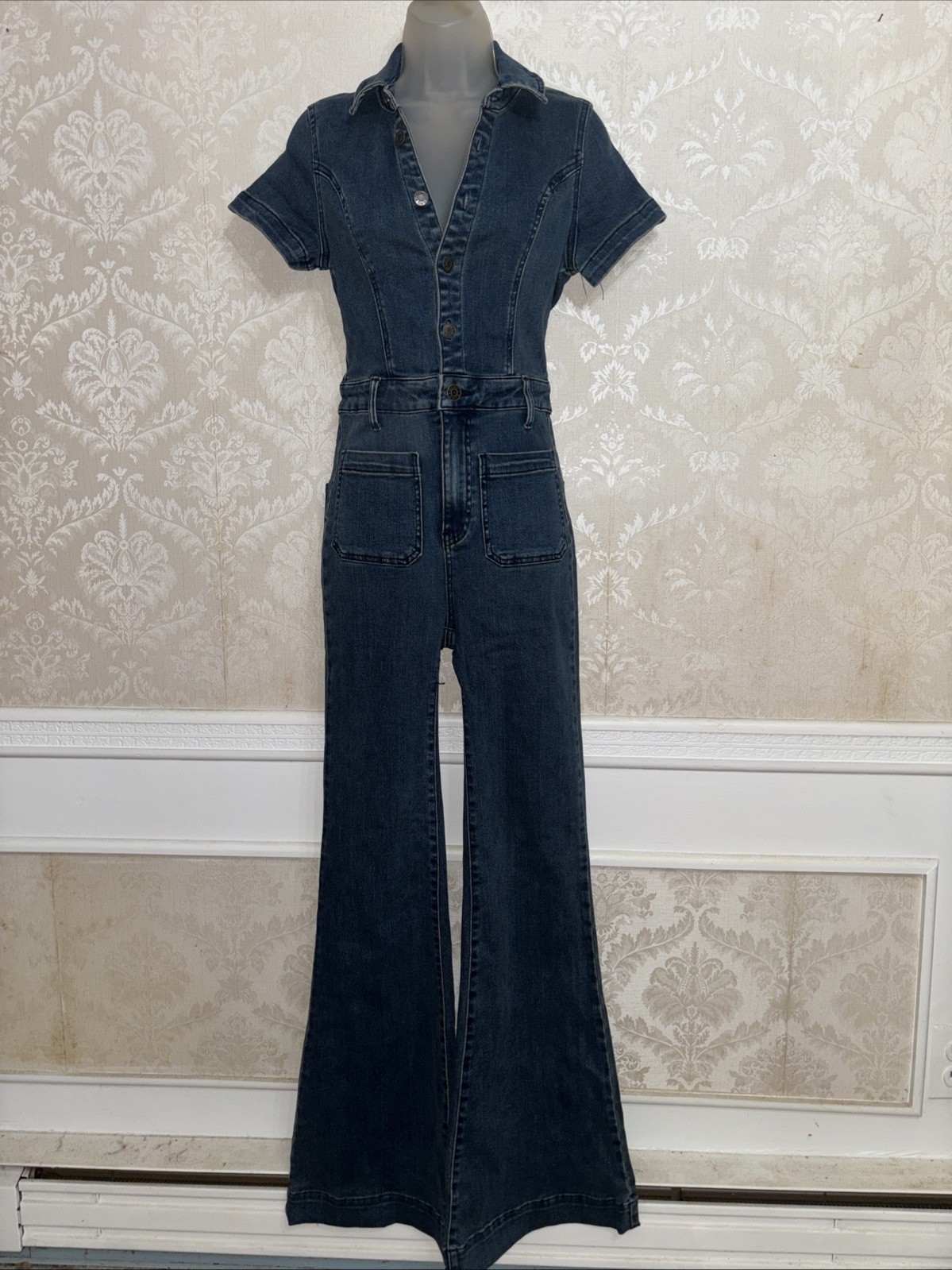 Show Me Your Mumu Short Sleeve Flare Leg Jumpsuit Size S