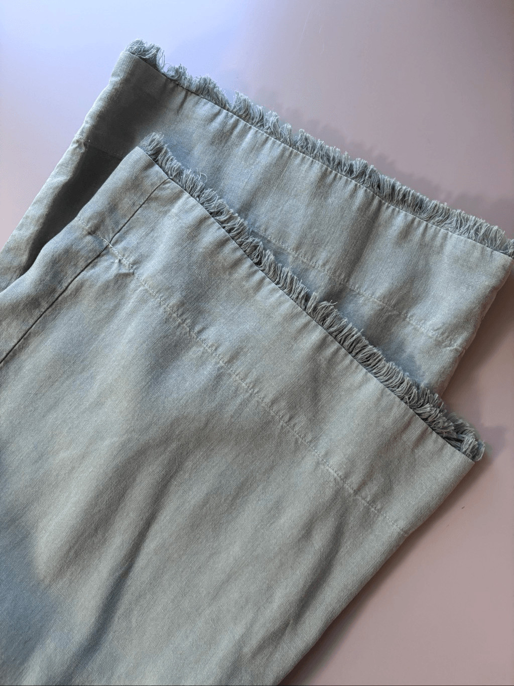 Cloth & stone Anthropologie sage green strapless tencel jumpsuit wide leg fringe