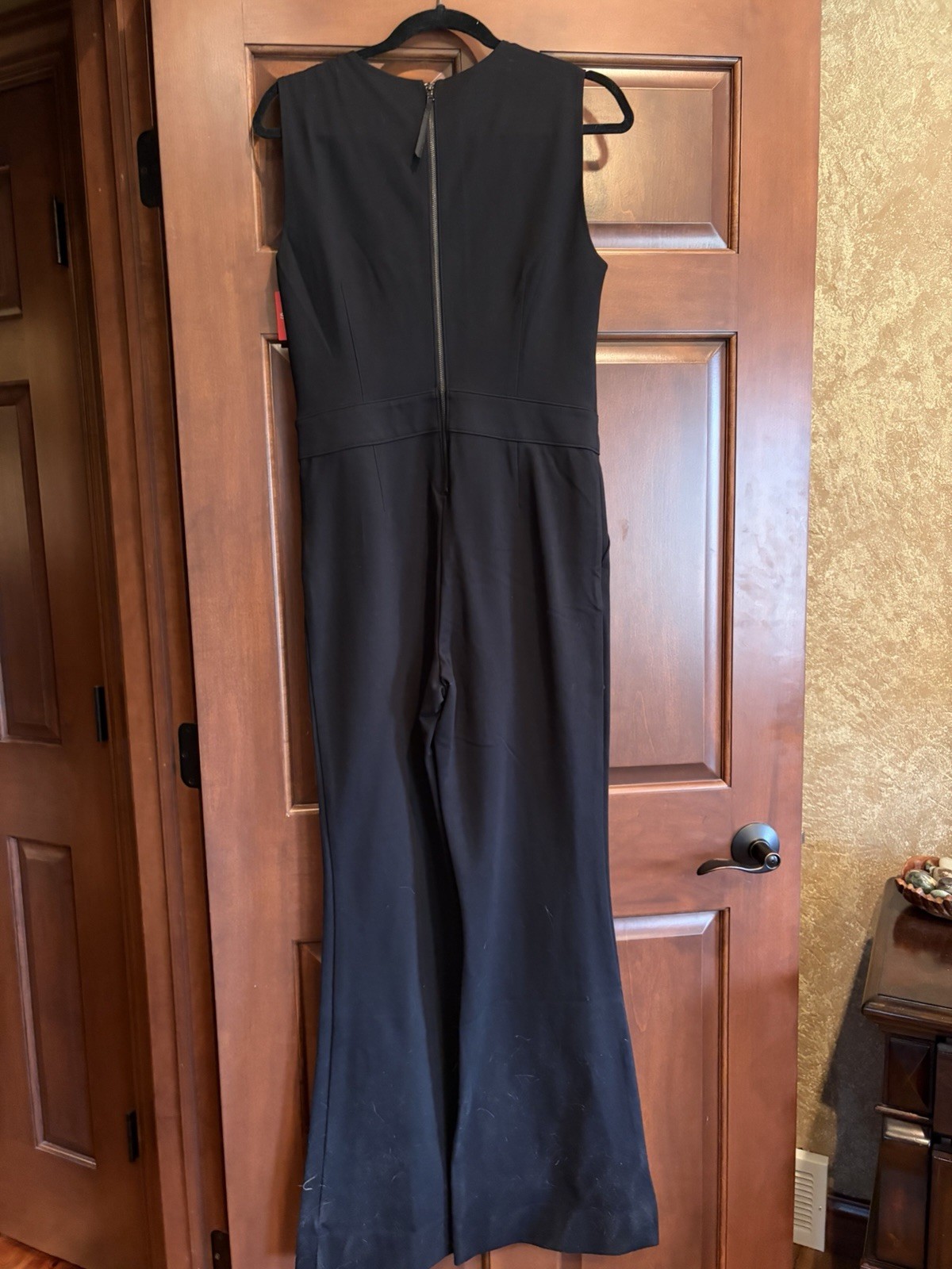 Spanx Sleeveless Black Jumpsuit M V-Neck Zip-Up Solid One-Piece 20383R