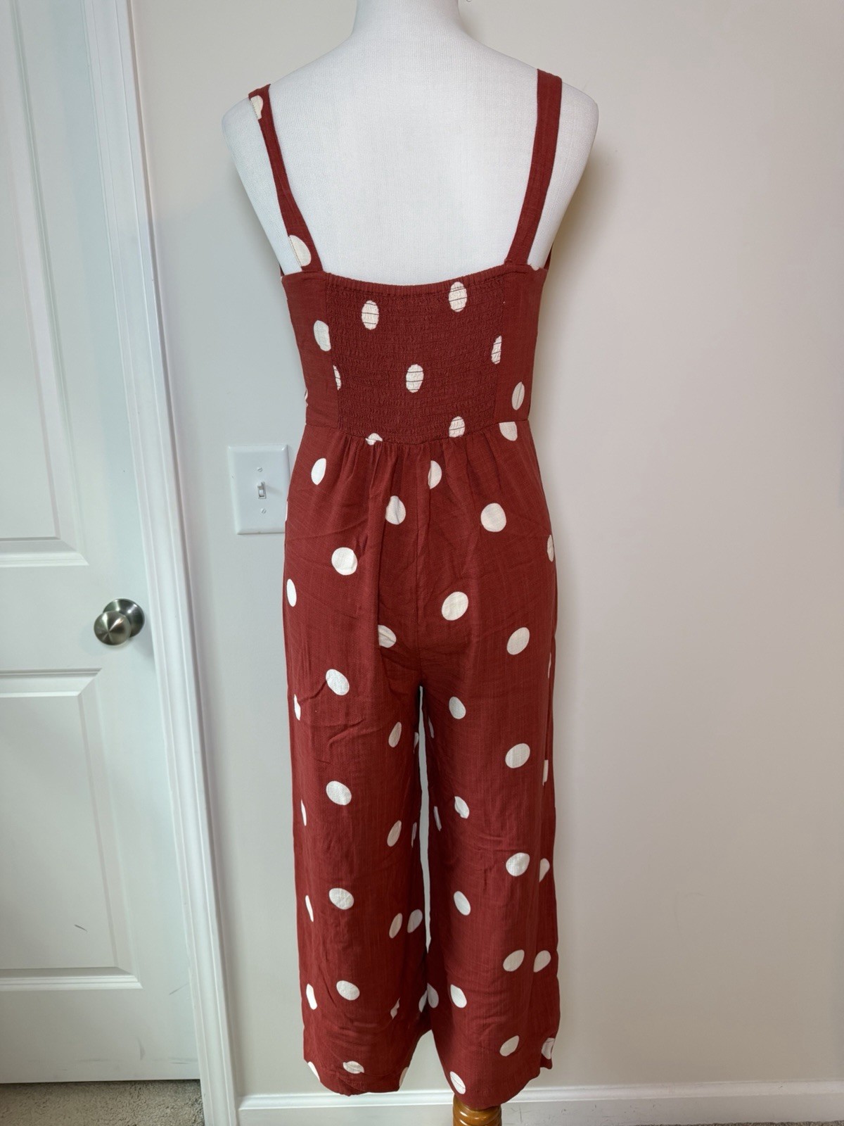 Primark Overall Jumper Polka Dot Red Women’s Sz 6 Crop Jumpsuit NWT
