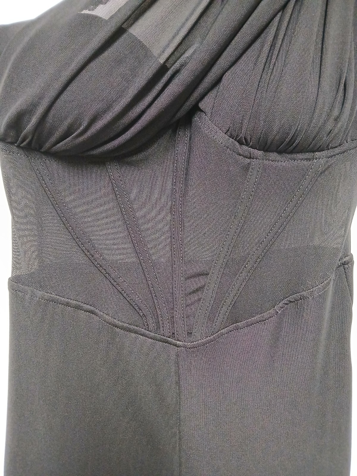 Black One Shoulder Catsuit S Sheer Corset Sexy Glam Party Pinup Holiday Disco