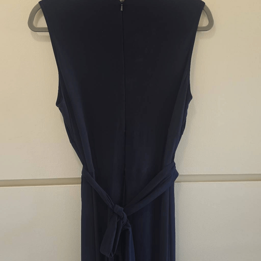 Phase Eight Roxanne Navy Wide LegbJumpsuit,V- Neck,Slvls, Wrap Belt, NWOT, Sz 18